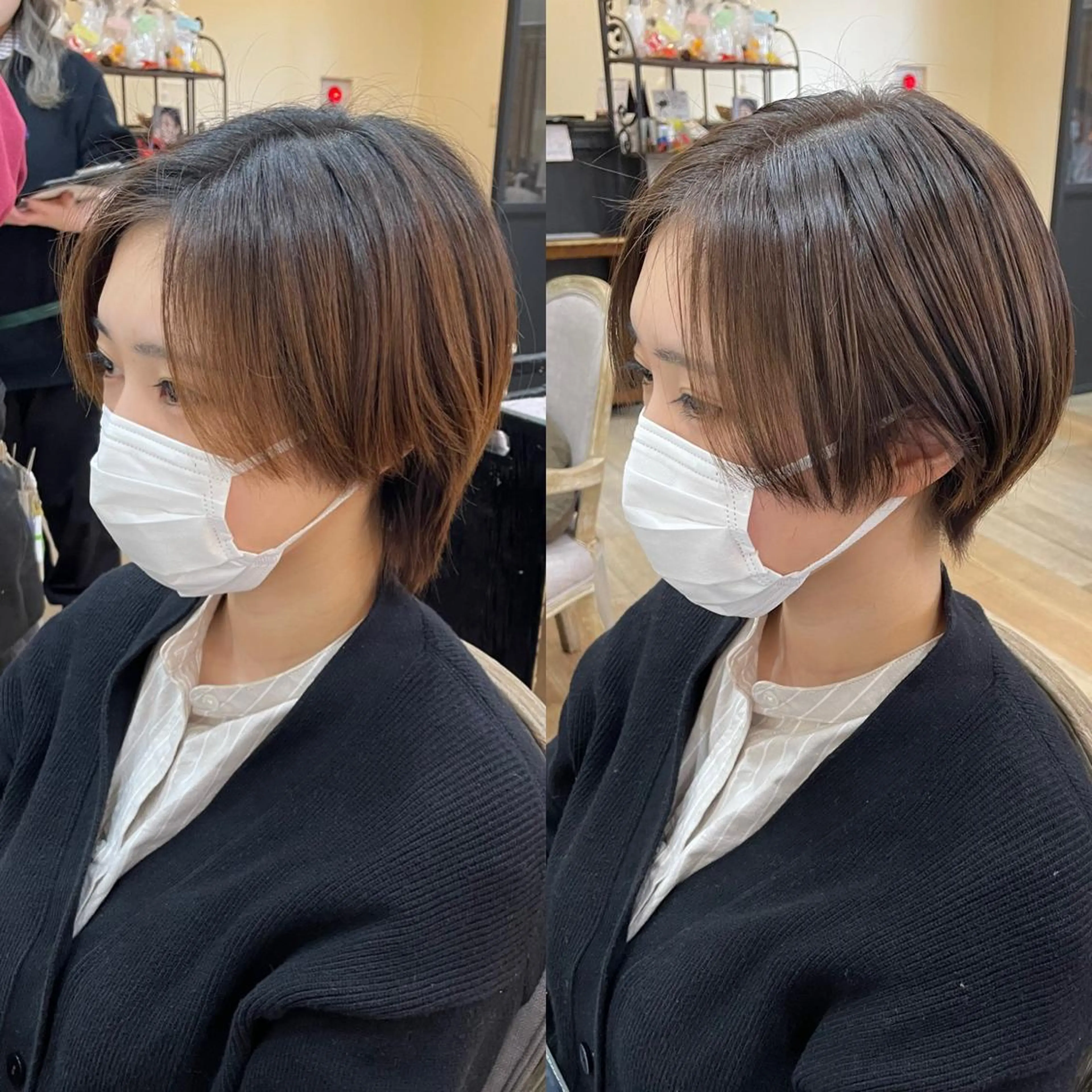ショート ショートボブ ボブ くびれヘア ショートヘア 亀川蓮 Agu hairのヘアスタイル