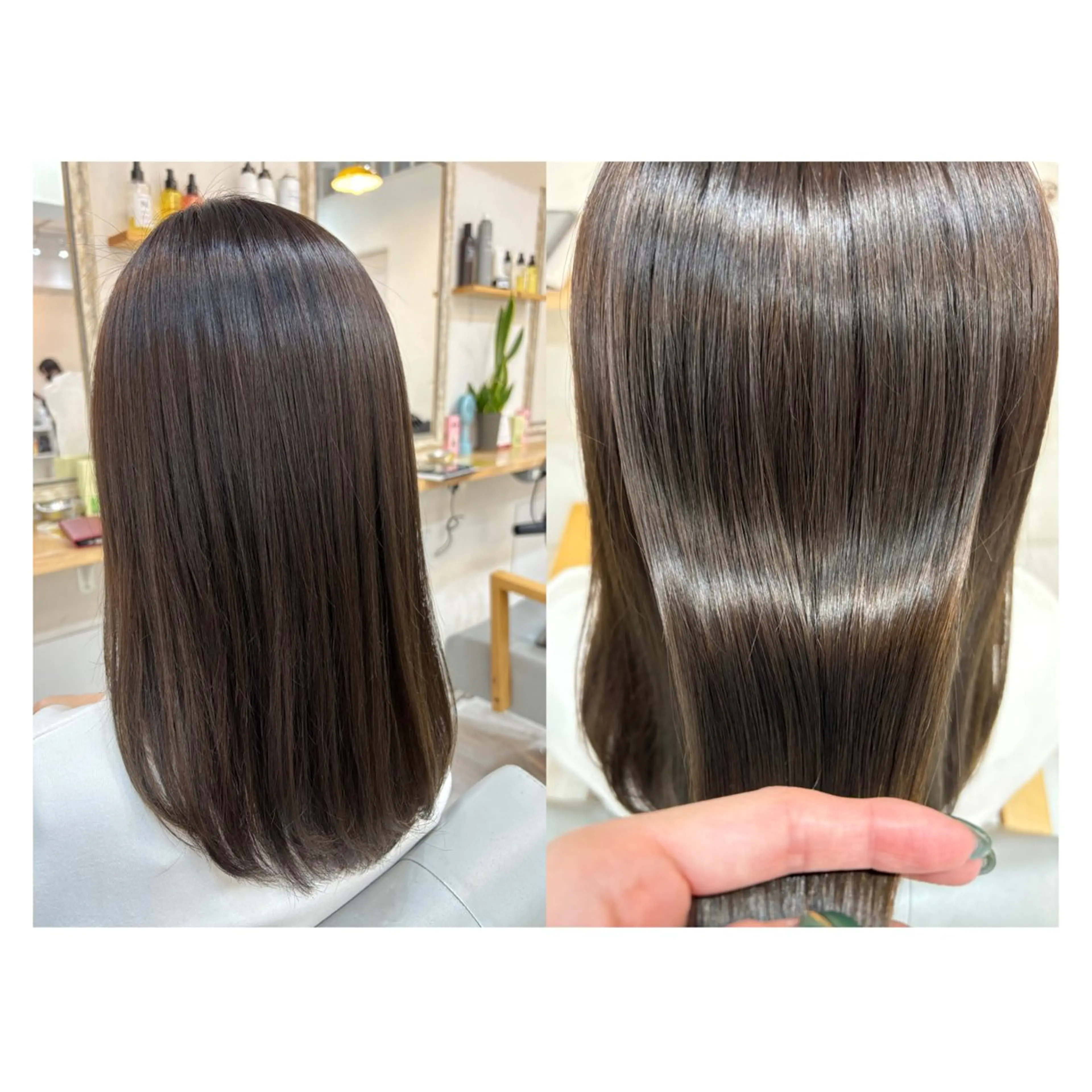 セミロング カット ヘアカラー 縮毛矯正 トリートメント レイヤーカット・ 縮毛矯正 星野のヘアスタイル