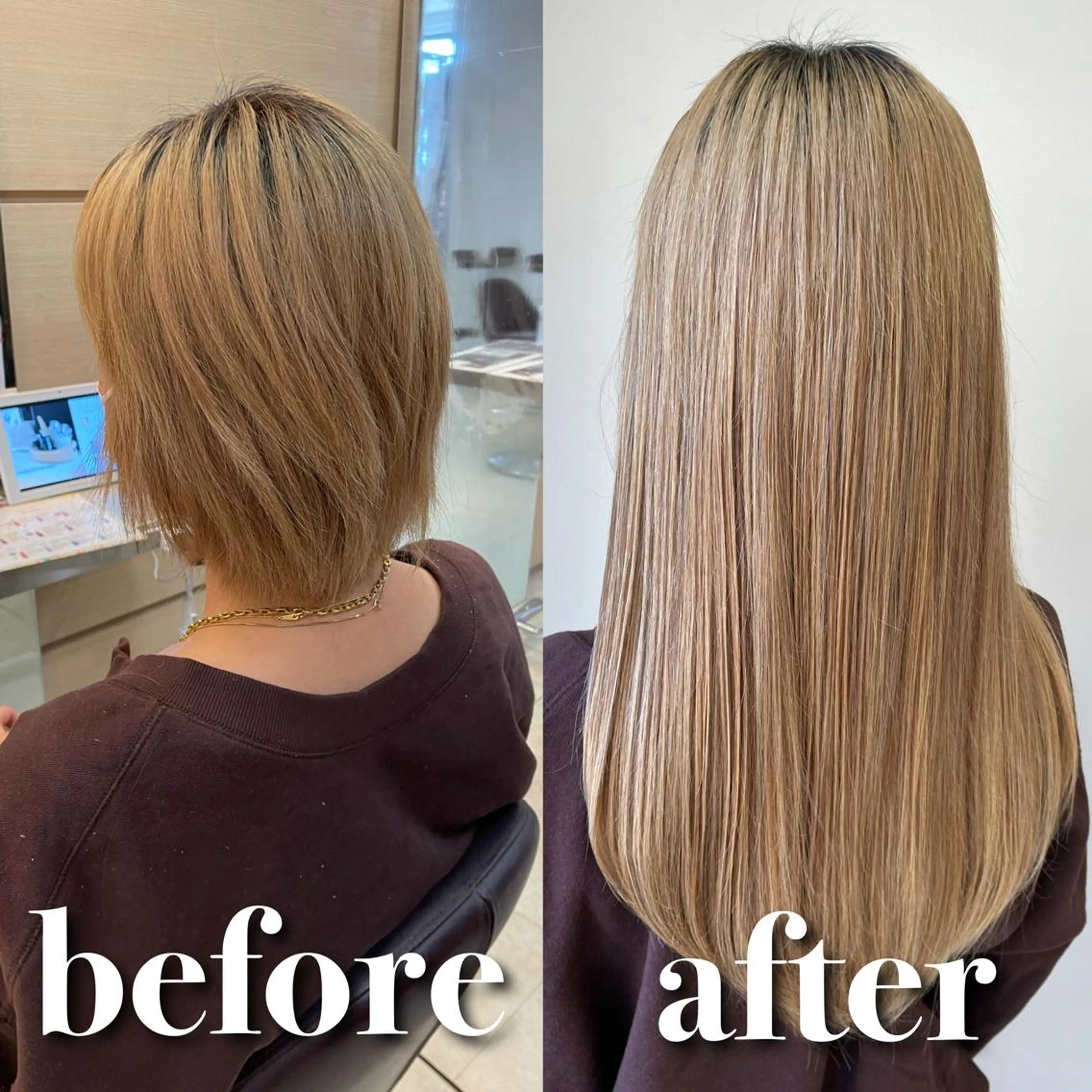 シールエクステで長さ出し＊100本🌈エクステ&地毛の馴染ませカット代込みの写真