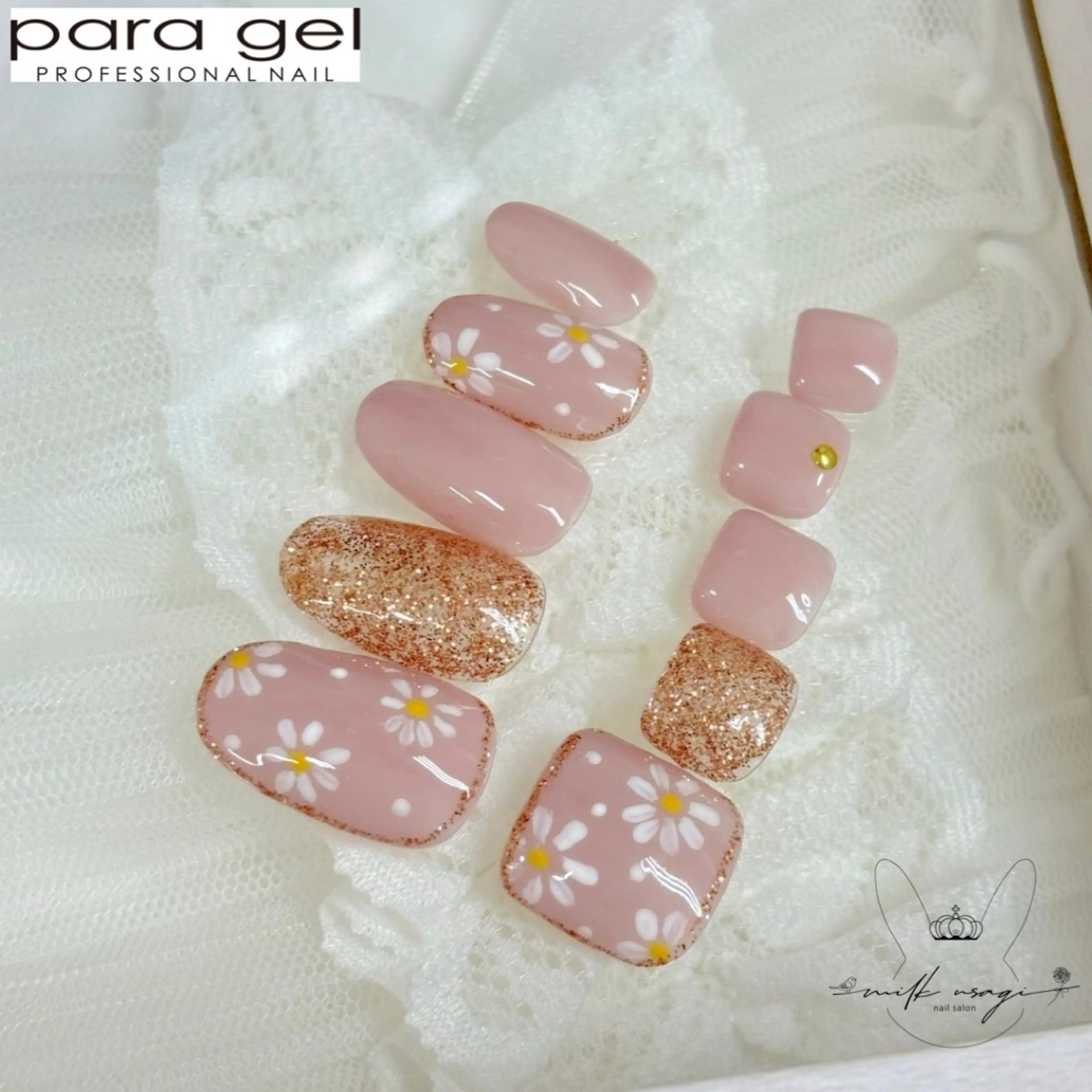 ネイル フットネイル ジェルネイル おそろいネイル パラジェル パラジェル専門店　認定サロンMILK USAGI三宮店所属・石堂 香のネイルデザイン