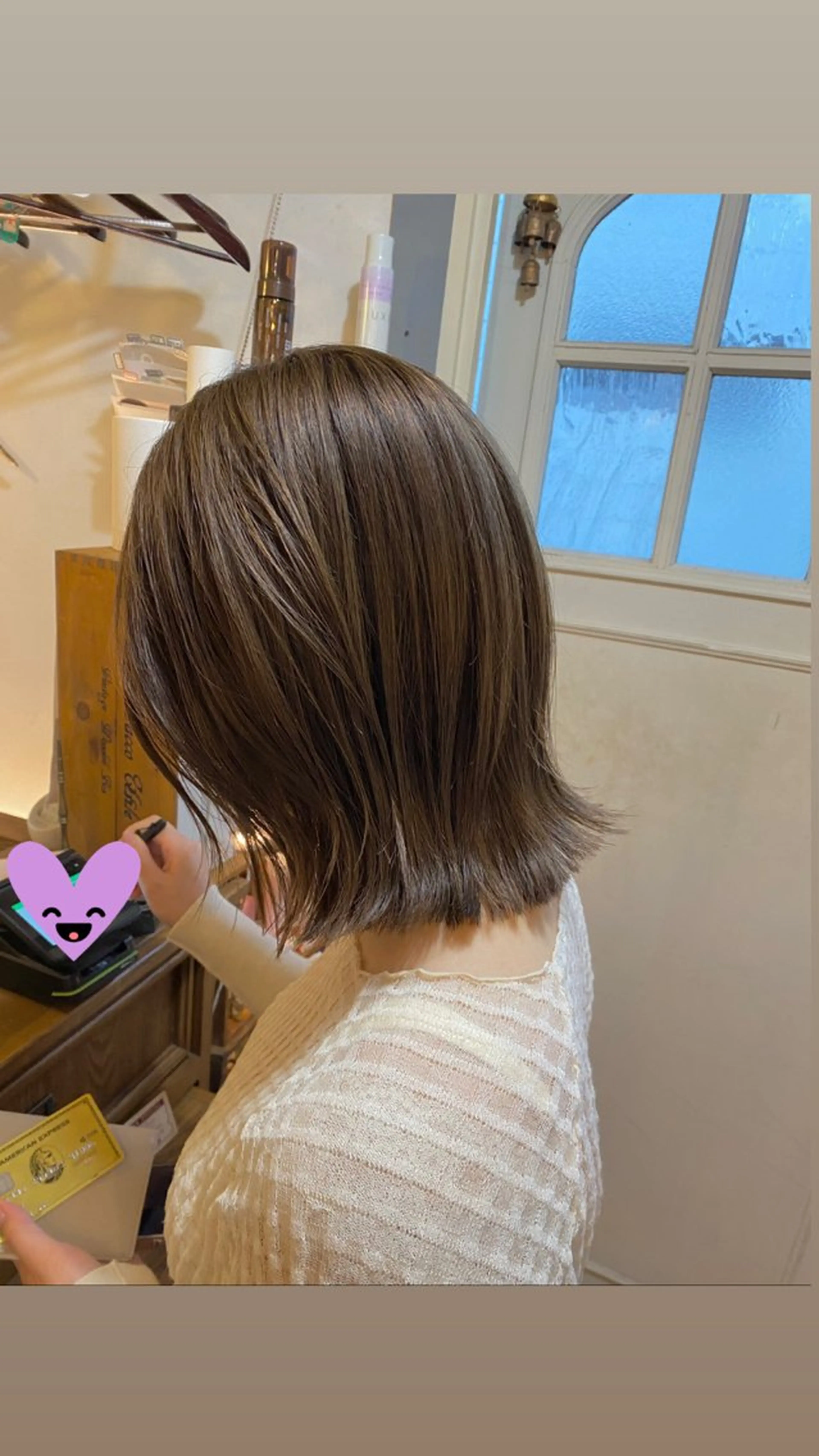 ミディアム カラー カット ヘアカラー トリートメント ヤスザトアヤノ ／レイヤー／オリーブのヘアスタイル