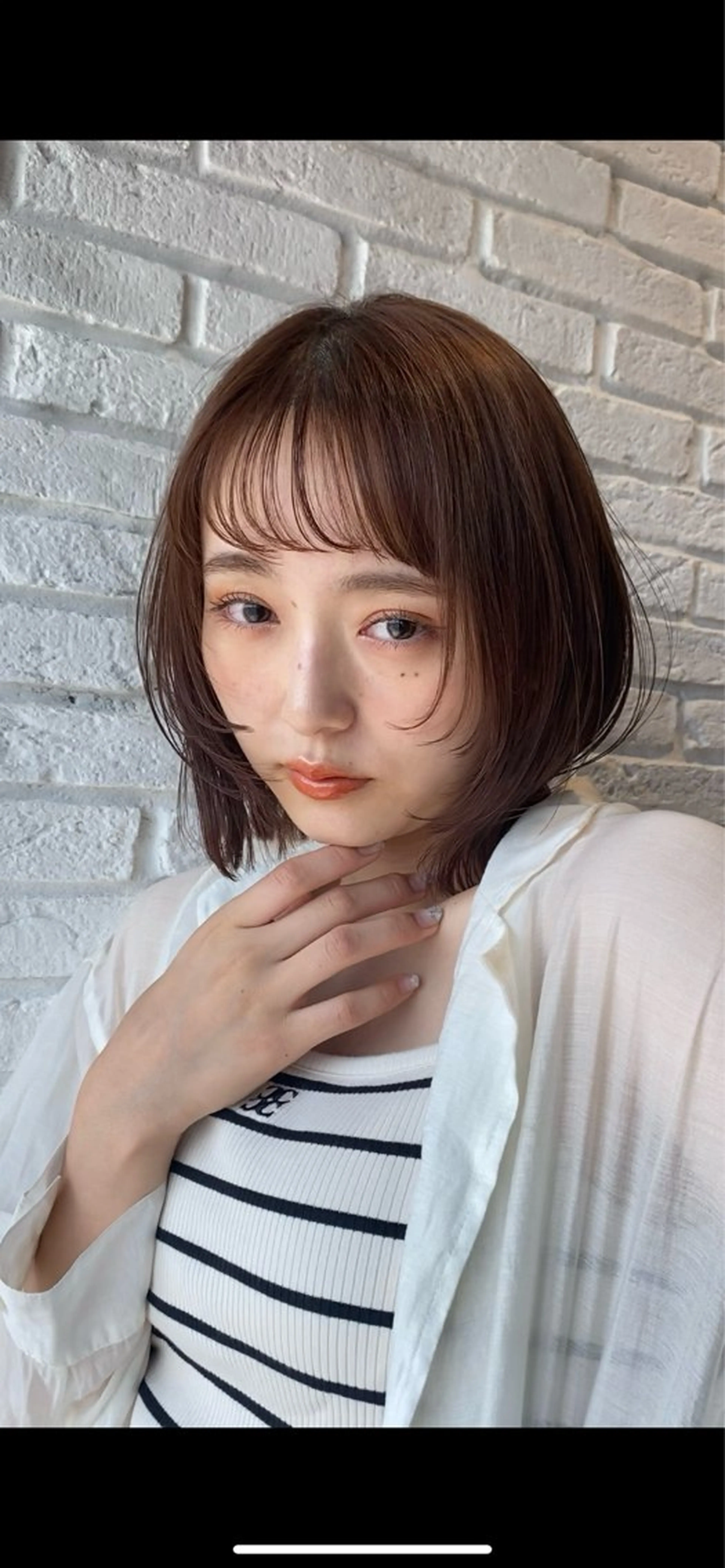 ショート カラー レイヤー/ボブ/透明 感カラー/佐藤奈由のヘアスタイル