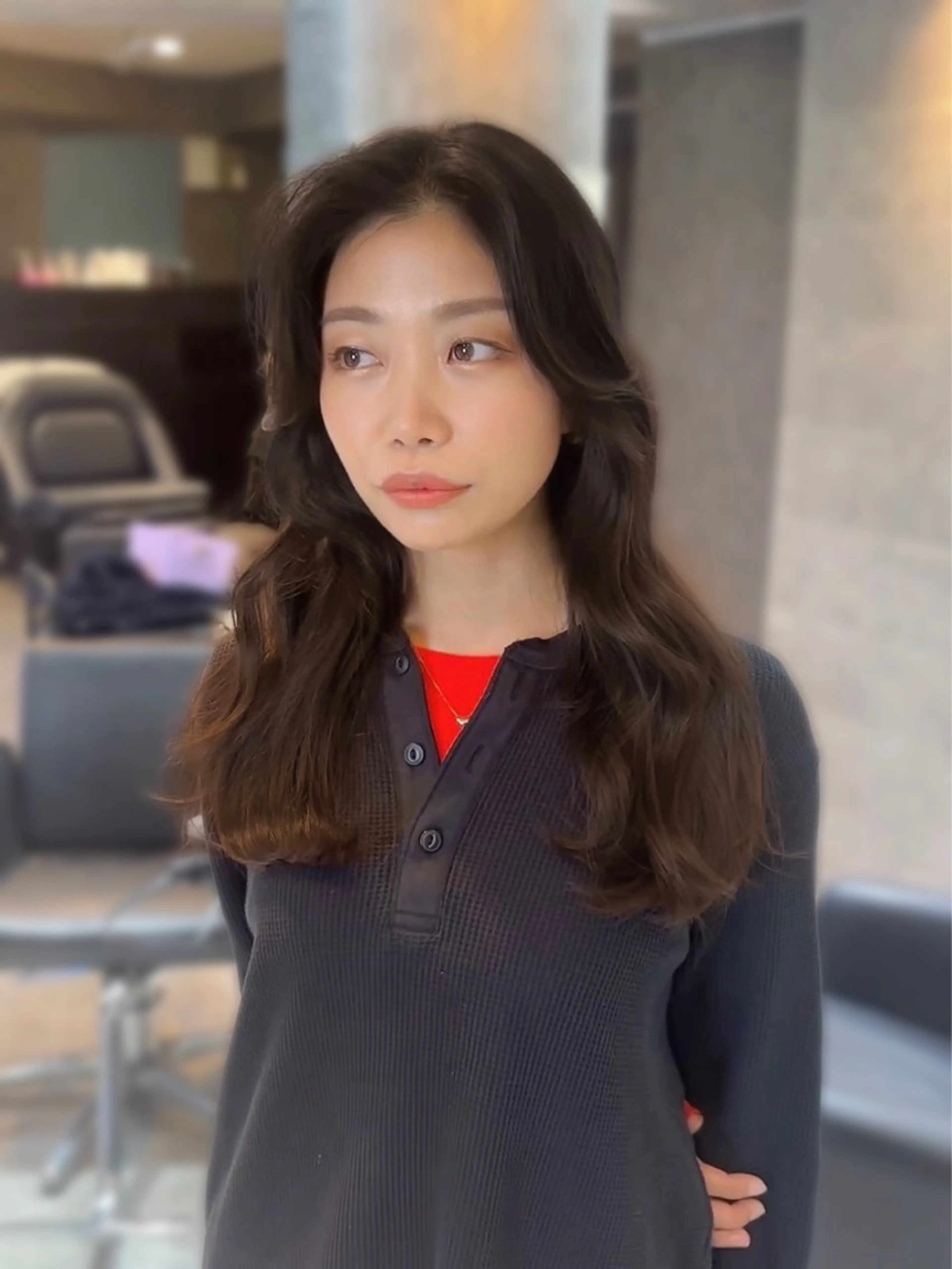 セミロング カット ヘアカラー トリートメント 新宿/韓国メンズ RIKUパーマのヘアスタイル