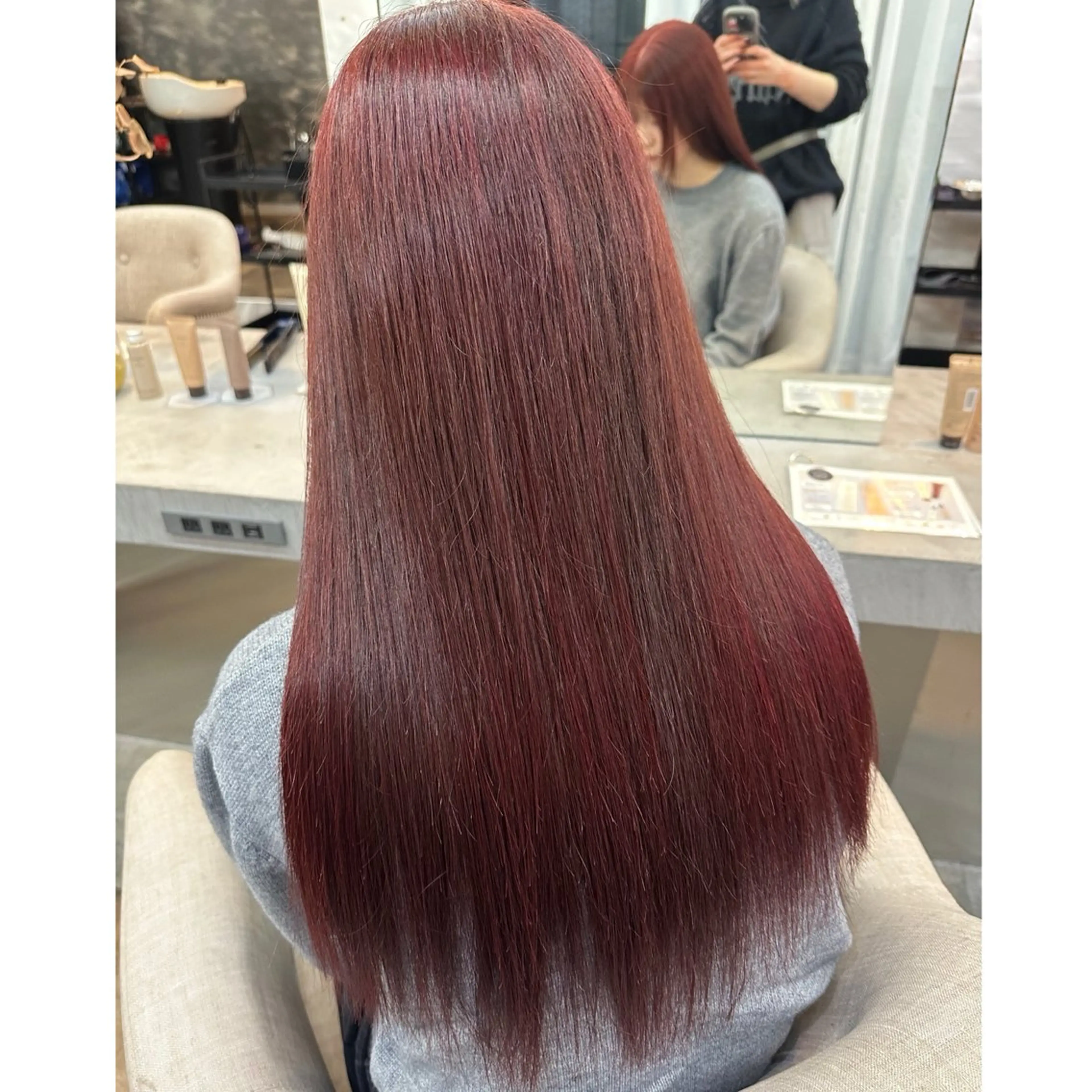 ロング カラー ヘアアレンジ レッドカラー ヘアカラー 🖤kana/艶髪/ 韓国風カラー🖤のヘアスタイル