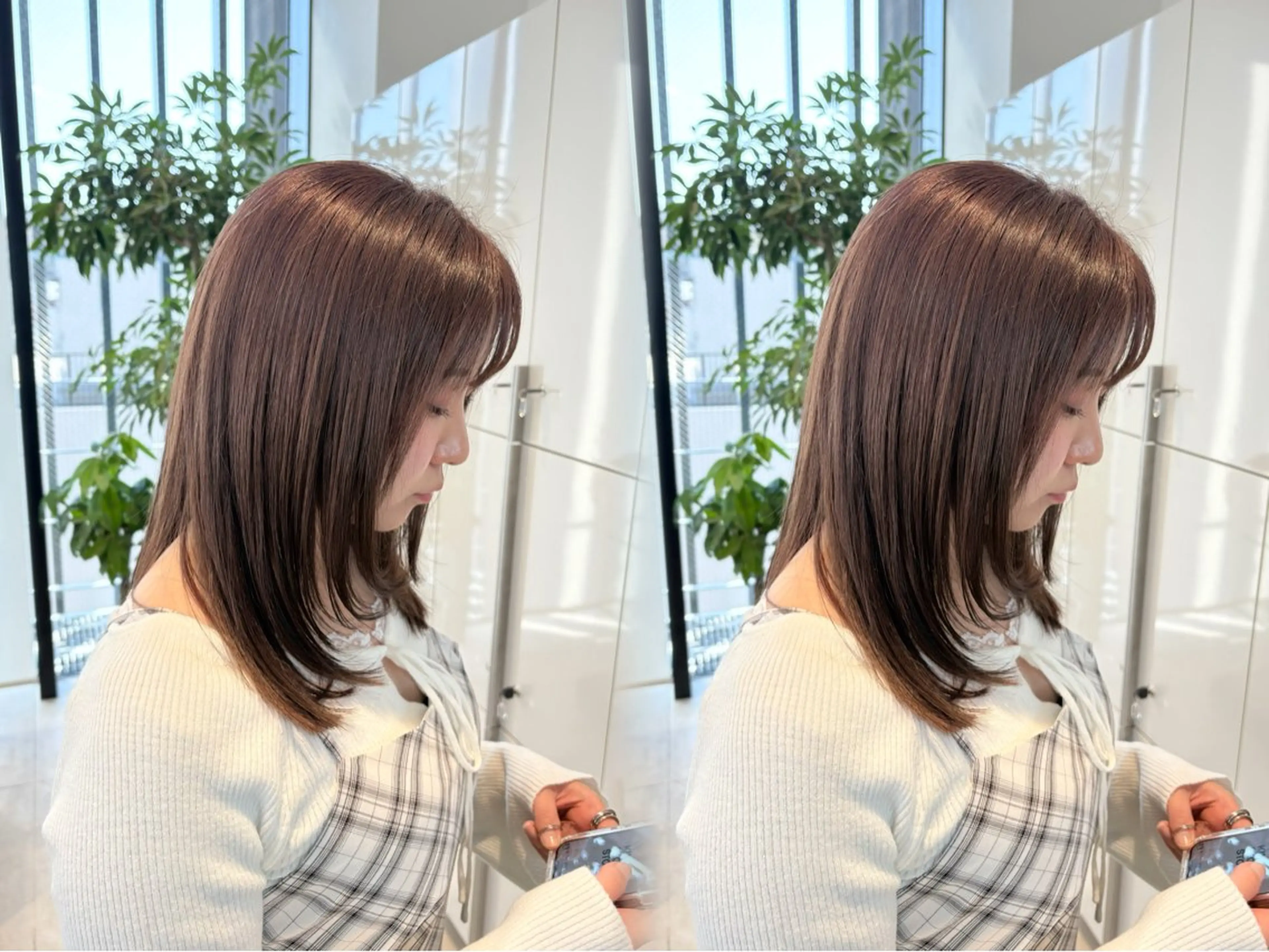 セミロング カット ヘアカラー トリートメント メンズバレイヤージュ 斉藤春のヘアスタイル