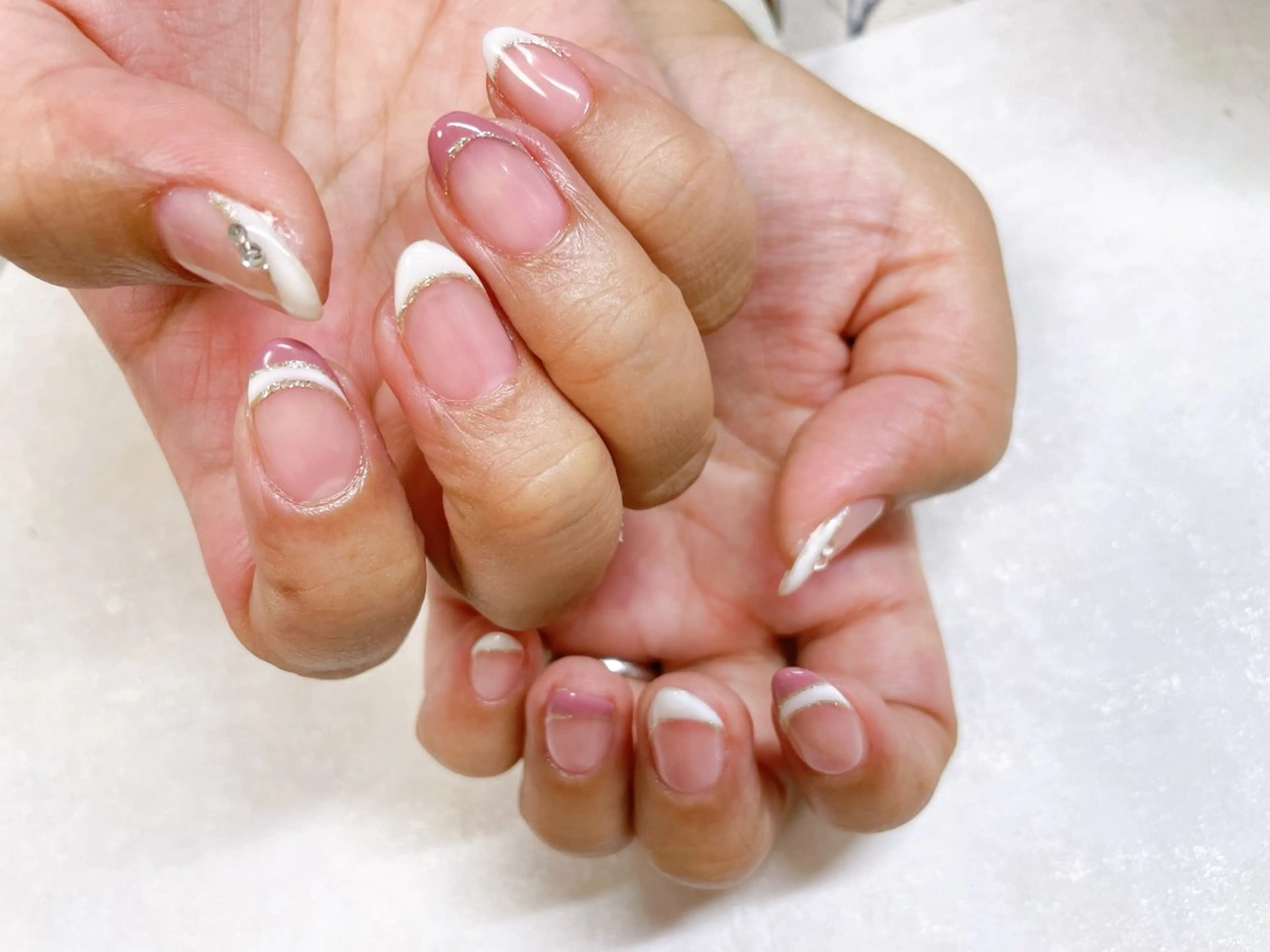 ネイル オーロラネイル フットネイル フレンチネイル ジェルネイル 韓国ネイル ハンドネイル Mogu nail 二子玉川のネイルデザイン