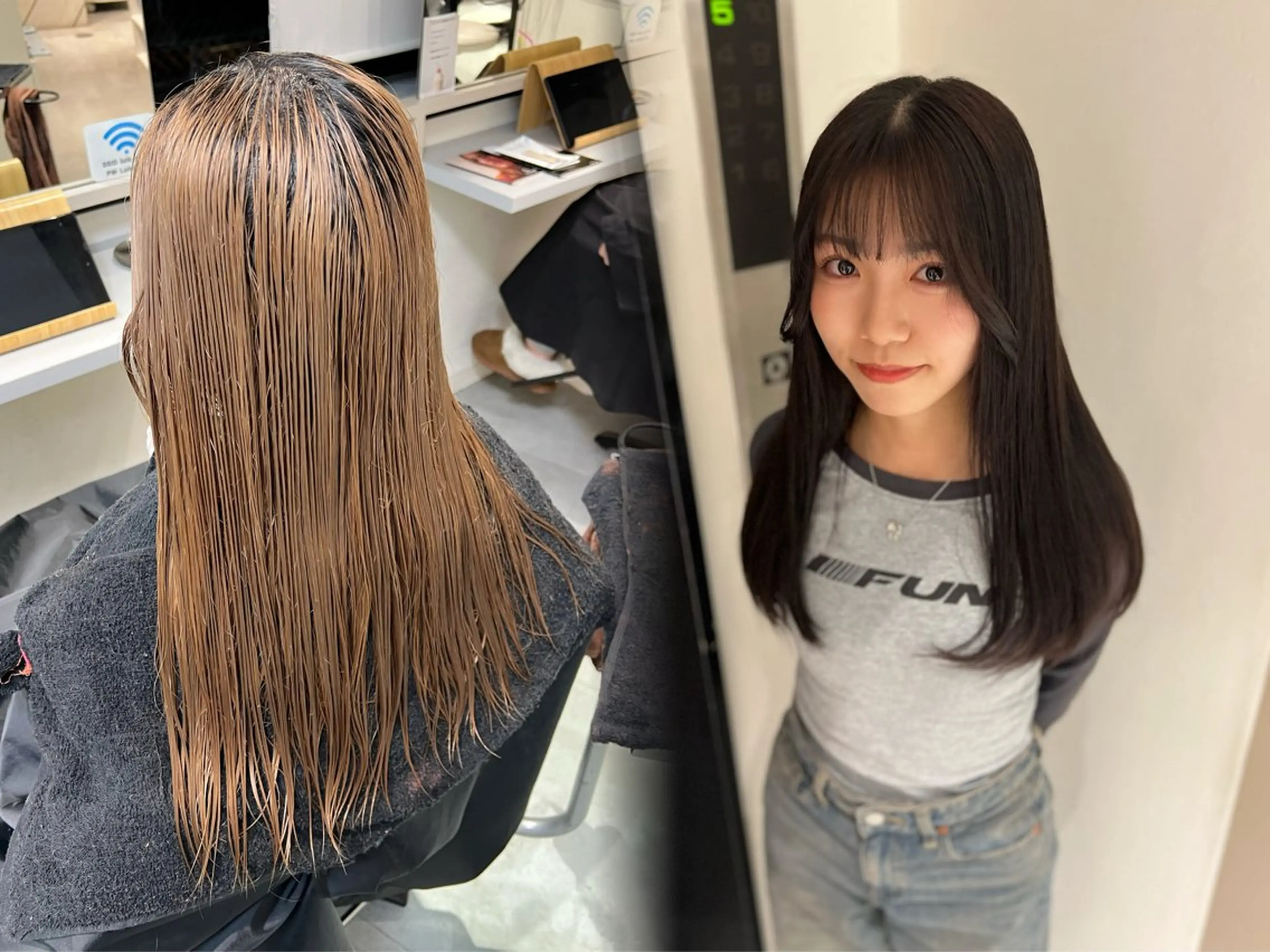 セミロング カラー ヘアカラー ayaka🫧 梅田ダブルカラーのヘアスタイル