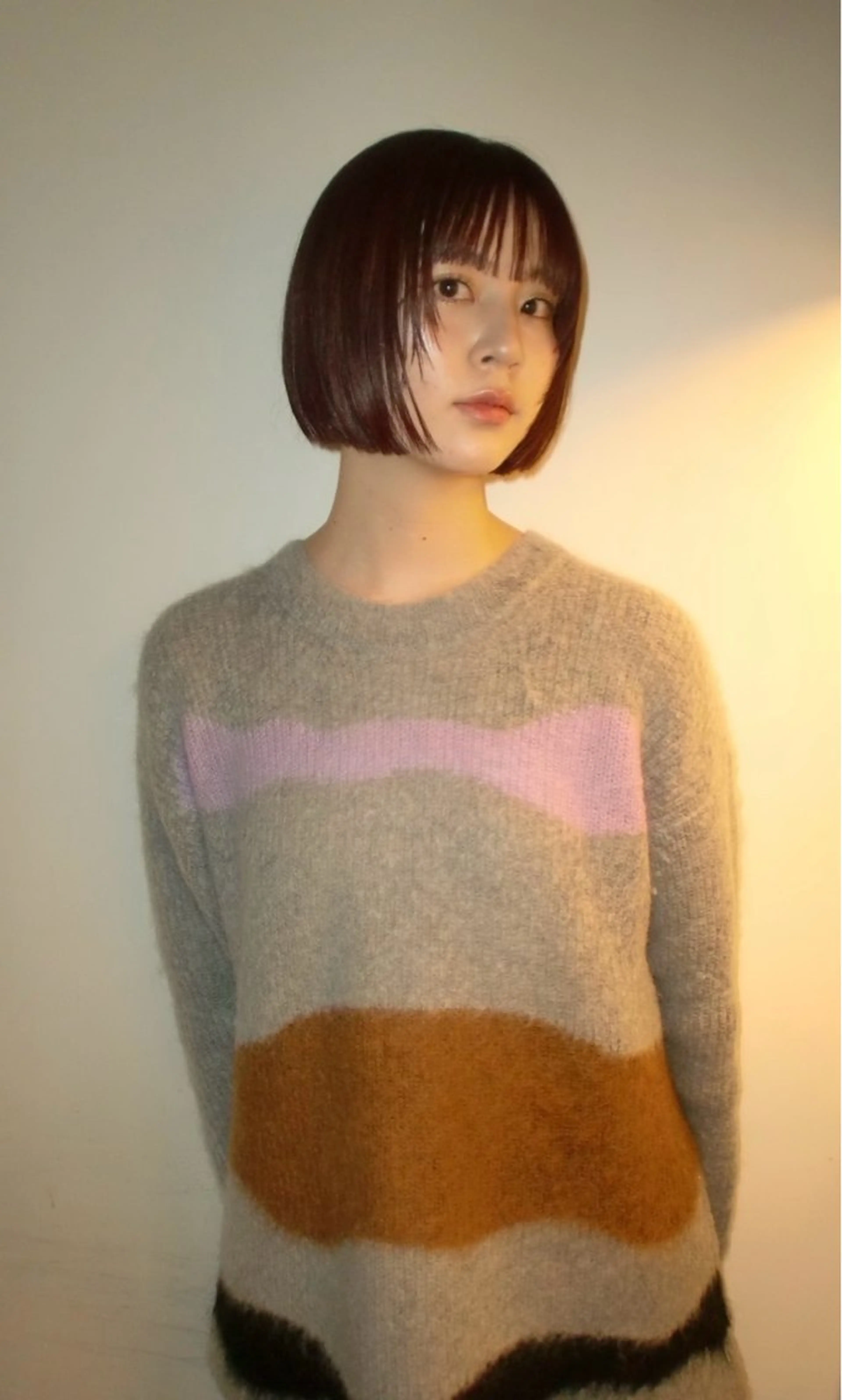 ショート カラー 切りっぱなしボブ ブリーチ ブラウンカラー ブリーチなしカラー ボブ カット ヘアカラー トリートメント ケアブリーチ/ボブ/ honoのヘアスタイル