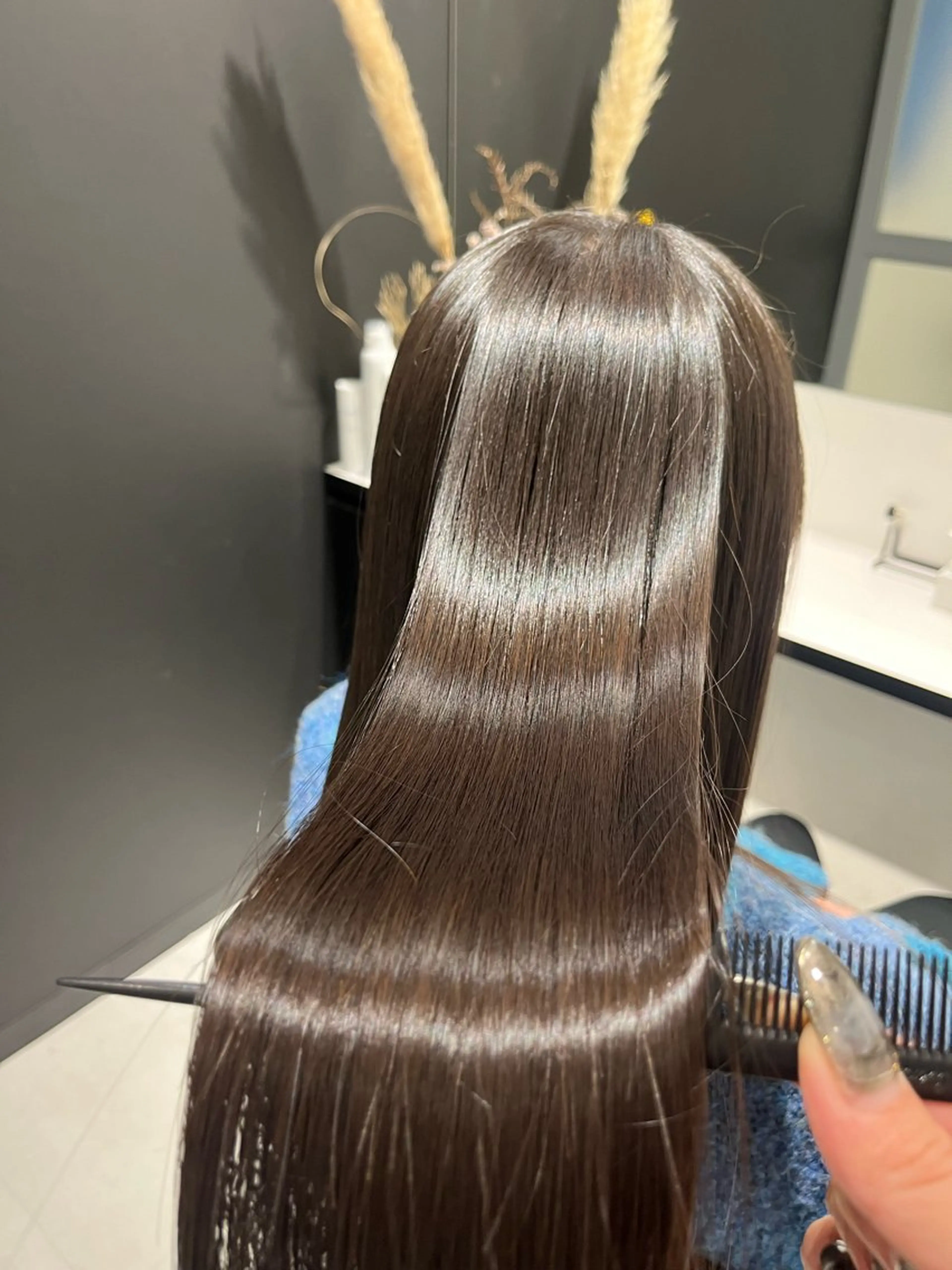 ロング パーマ 縮毛矯正 トリートメント 髪質改善/縮毛矯正 艶カラー/珠聡のヘアスタイル