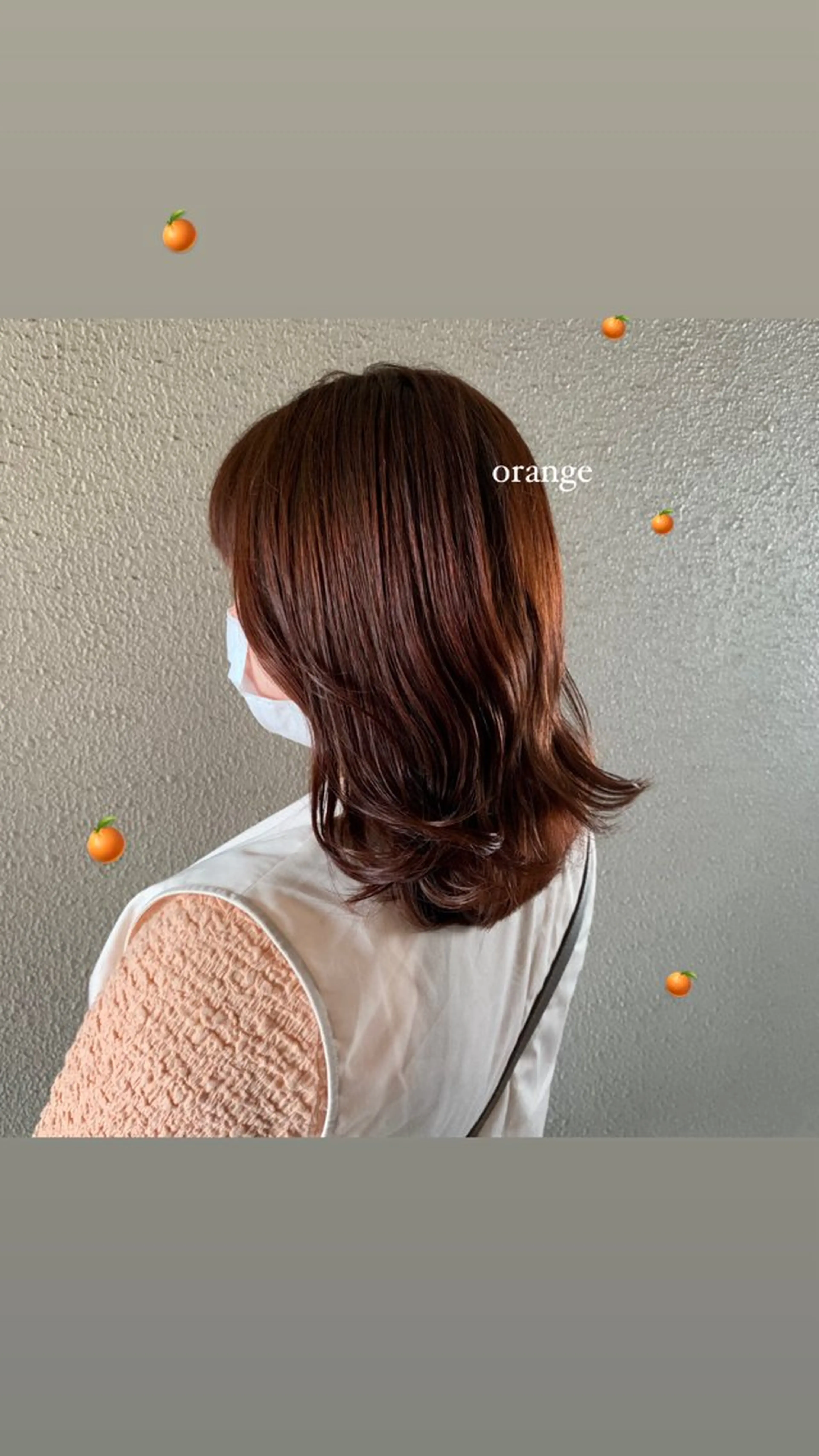 ミディアム カラー オレンジ chouette/ 根本優希のヘアスタイル