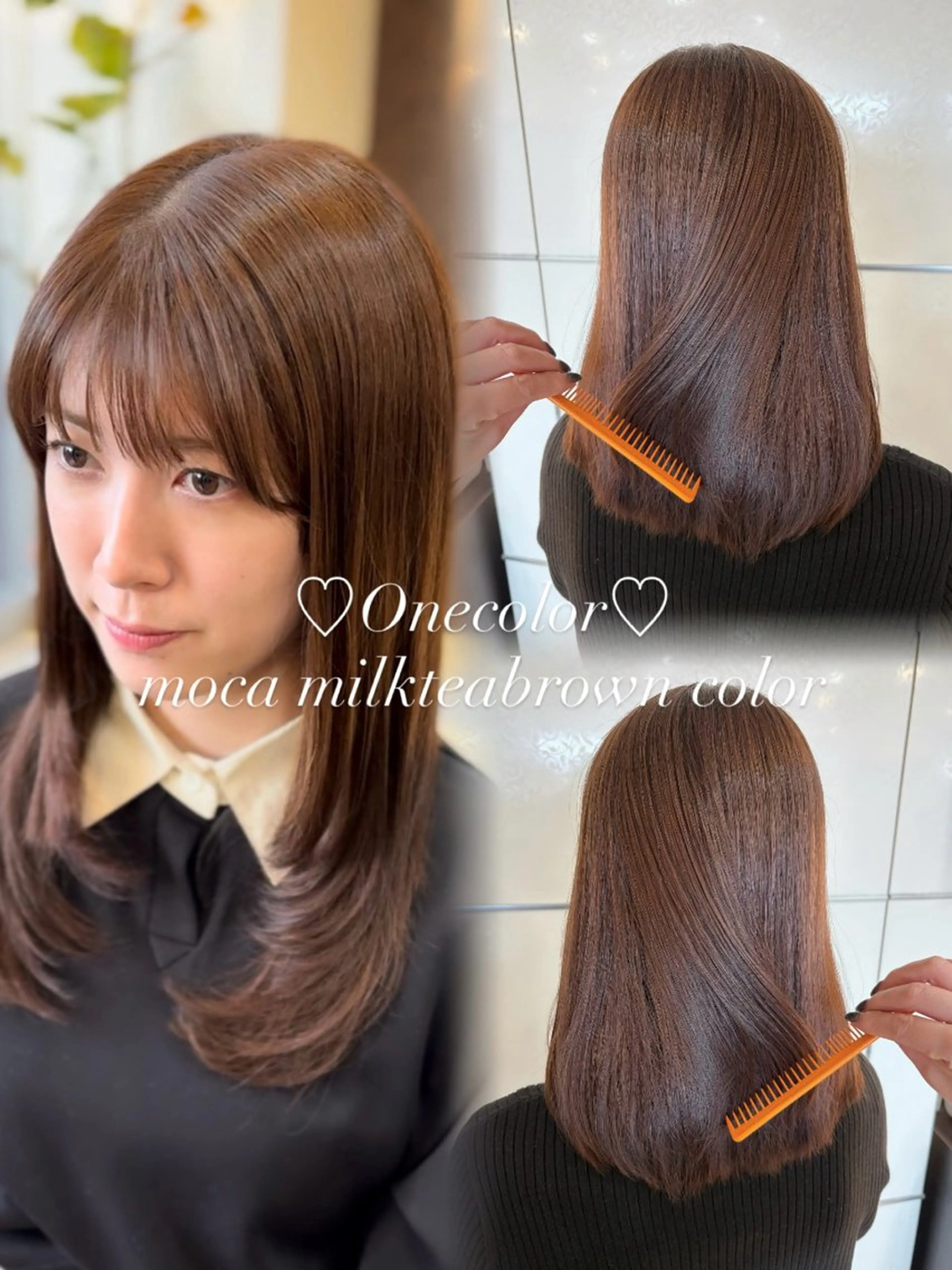 セミロング カラー カット ヘアカラー トリートメント 🤎韓国ヘア ベージュ まゆか🤎のヘアスタイル