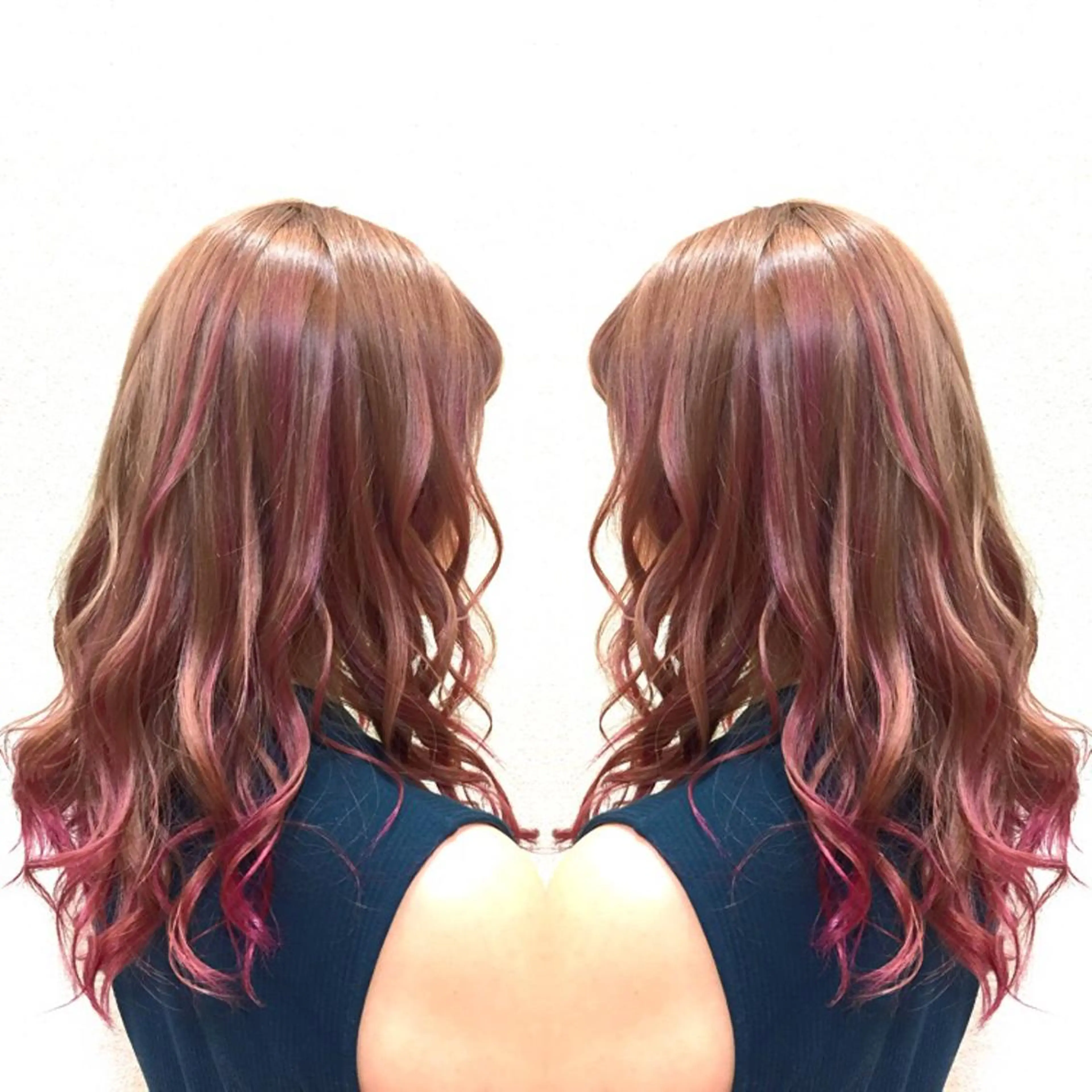 セミロング カラー ヘアアレンジ ベージュカラー ピンクカラー ピンクベージュ 髪質改善特化サロン ICONIQ天神店のヘアスタイル