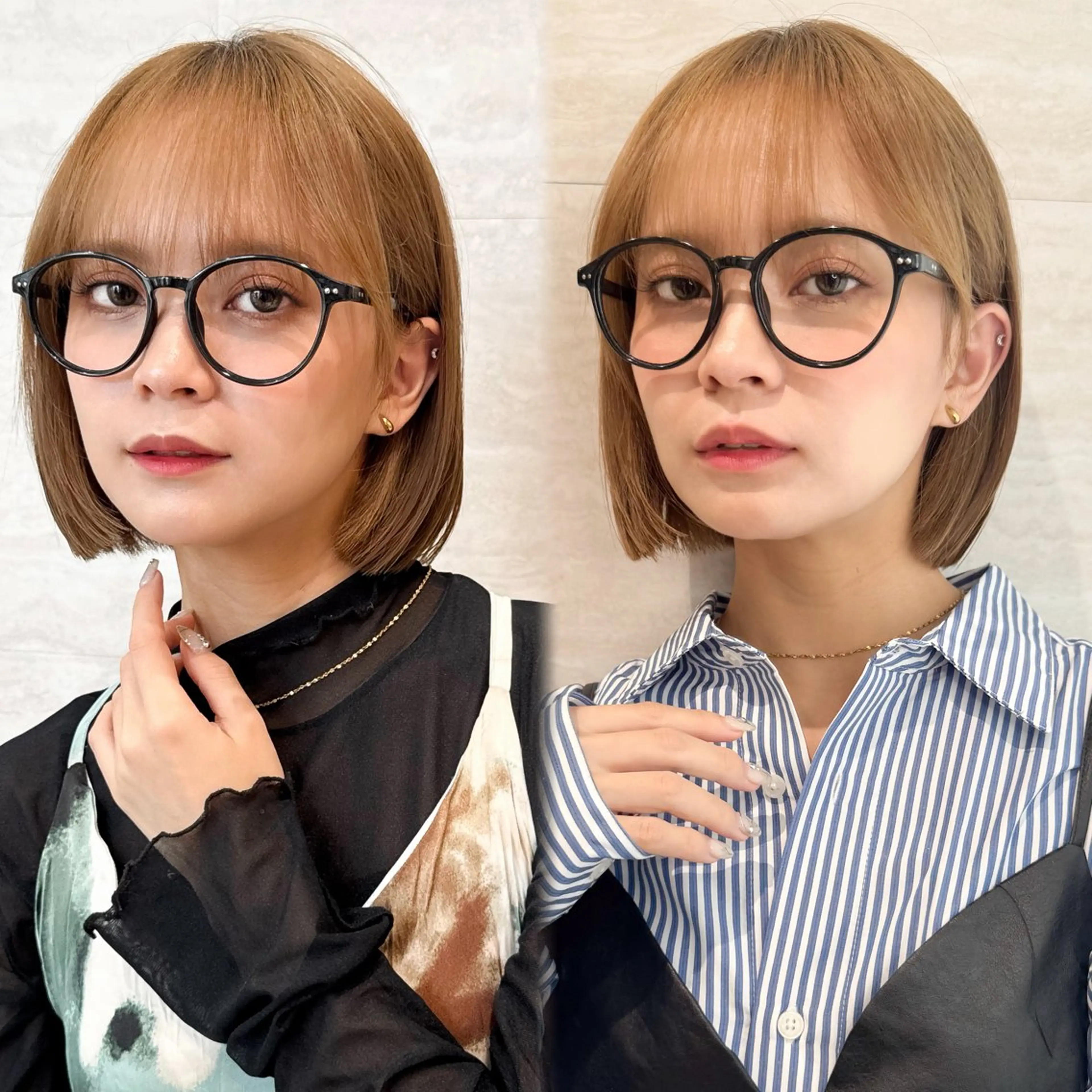 ミディアム カラー カット ヘアカラー トリートメント 🫧ボブ／縮毛矯正／ 韓国／ゆーな🫧のヘアスタイル