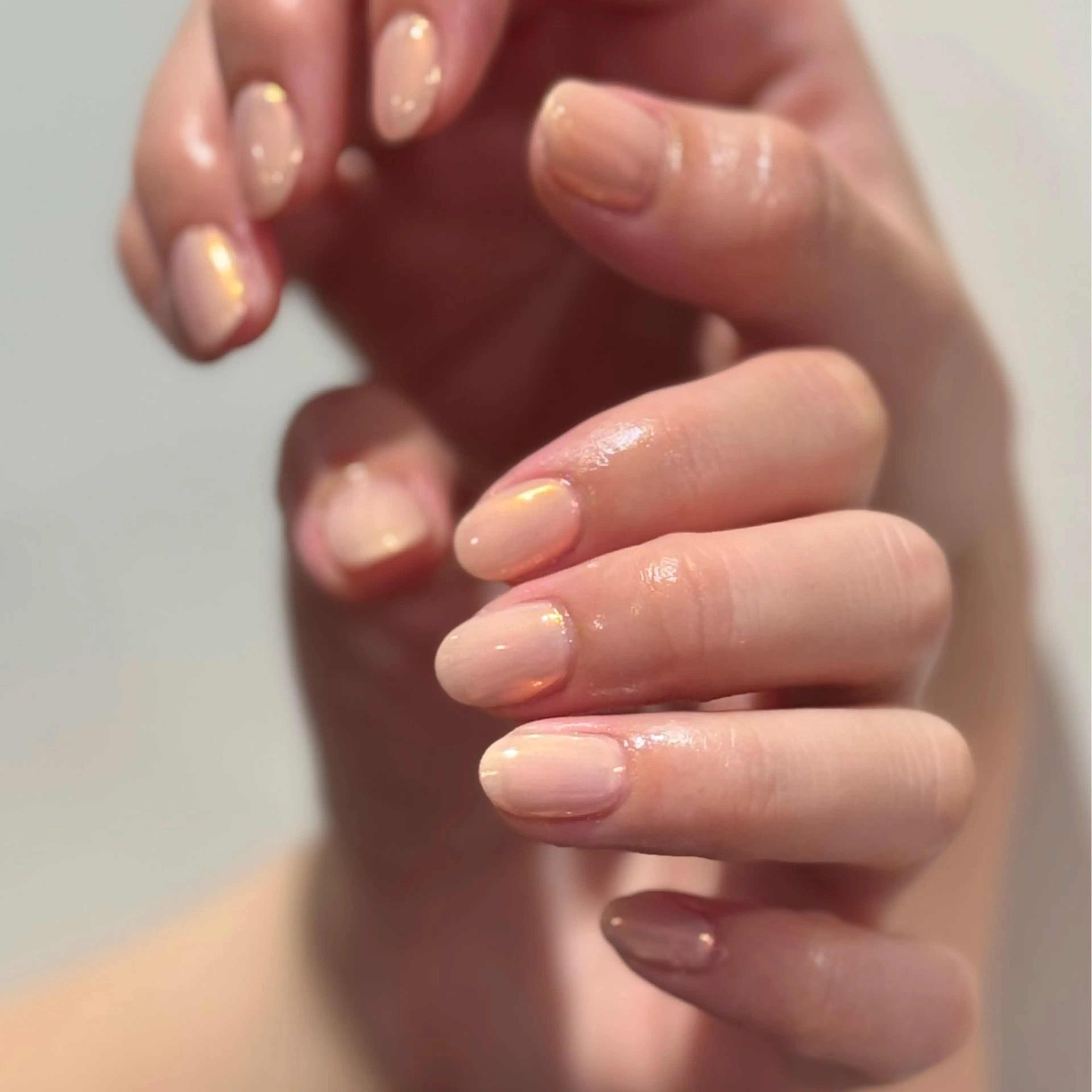 ネイル オーロラネイル ミラーネイル オレンジ ハンドネイル EARTH浦添店 村吉のネイルデザイン