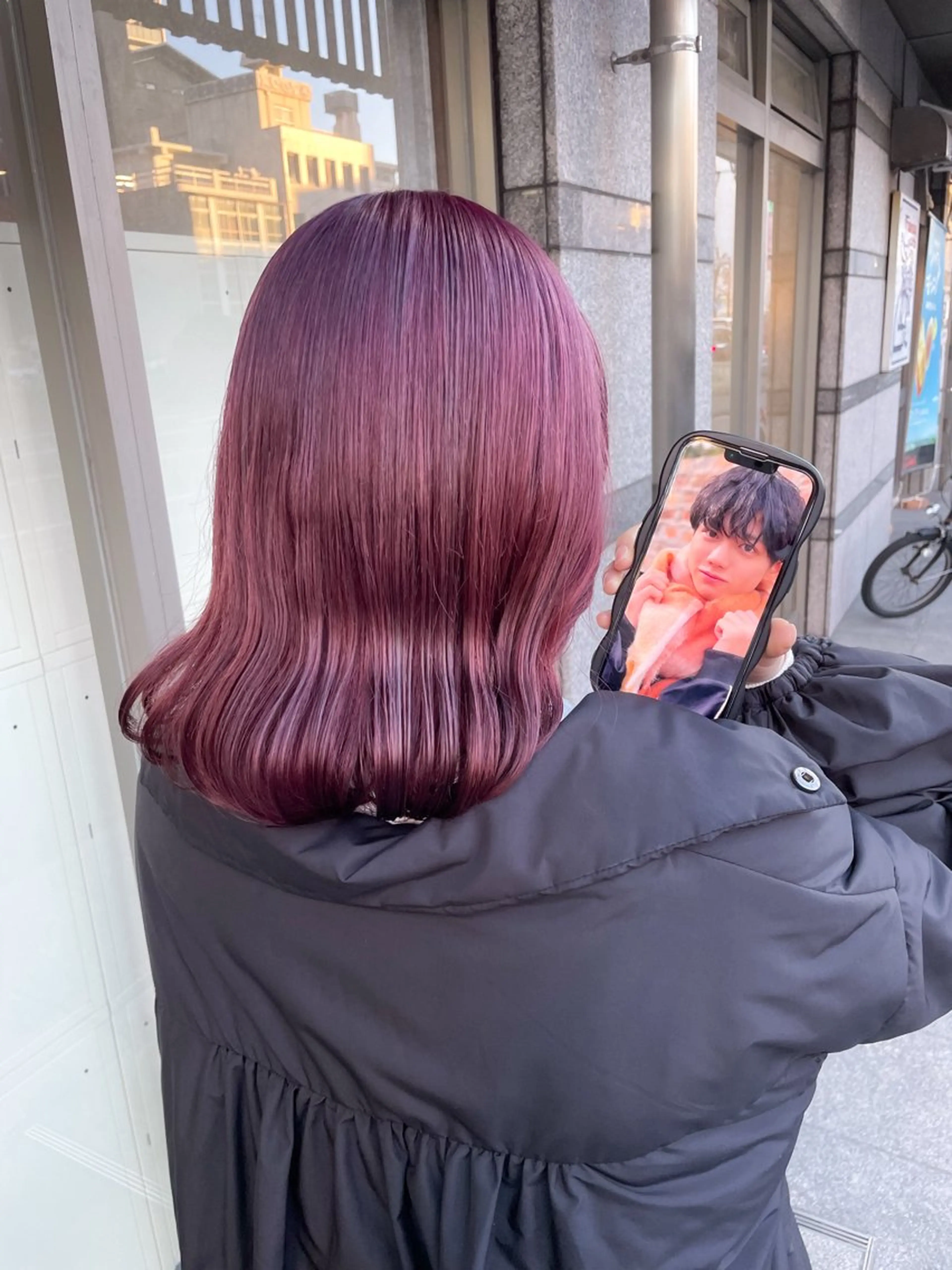 ミディアム カラー ピンクカラー イワタ マハ/ minim hairのヘアスタイル