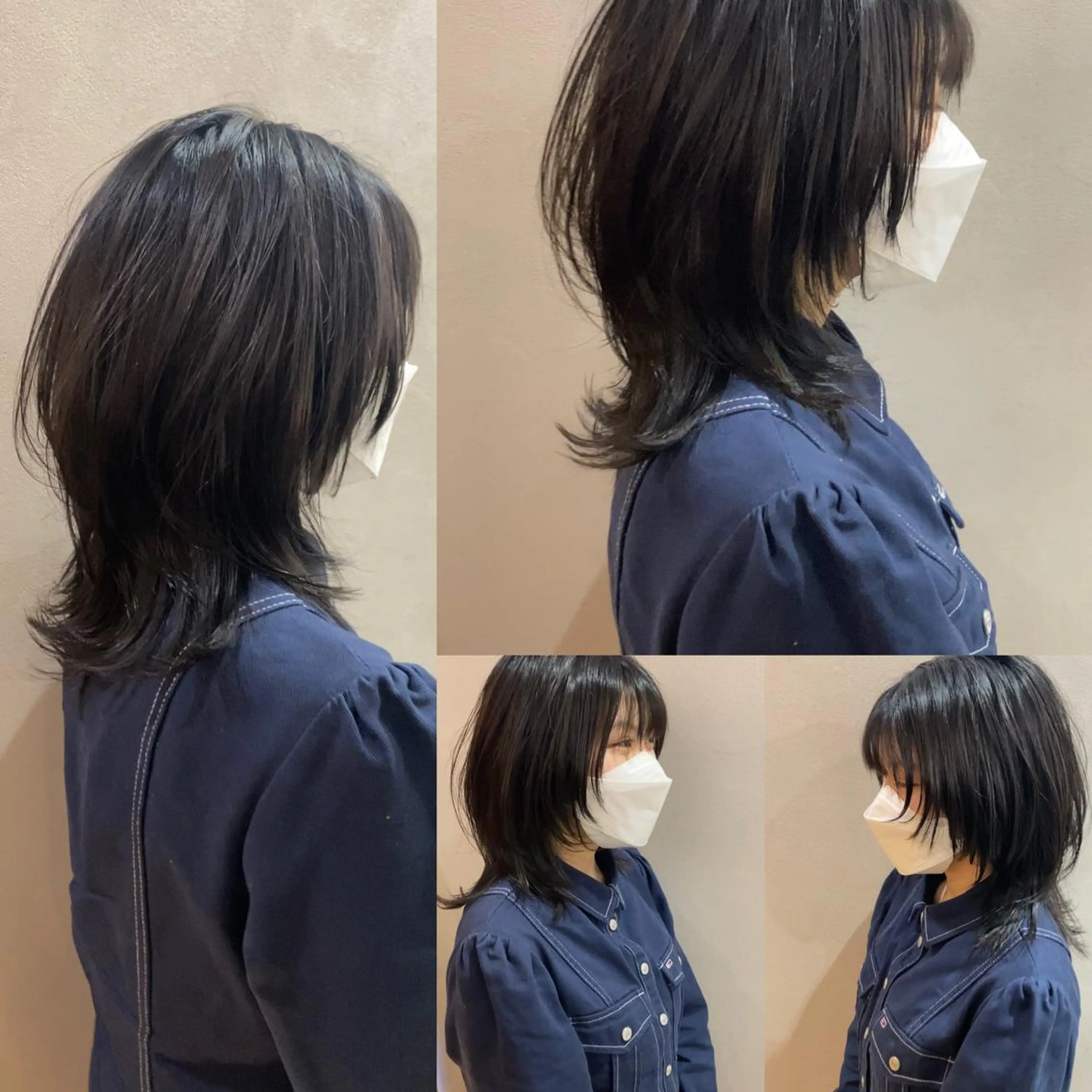 ミディアム レイヤーカット ウルフカット ウルフレイヤー カット ヘアカラー トリートメント トップスタイリスト 江口 稜亮のヘアスタイル