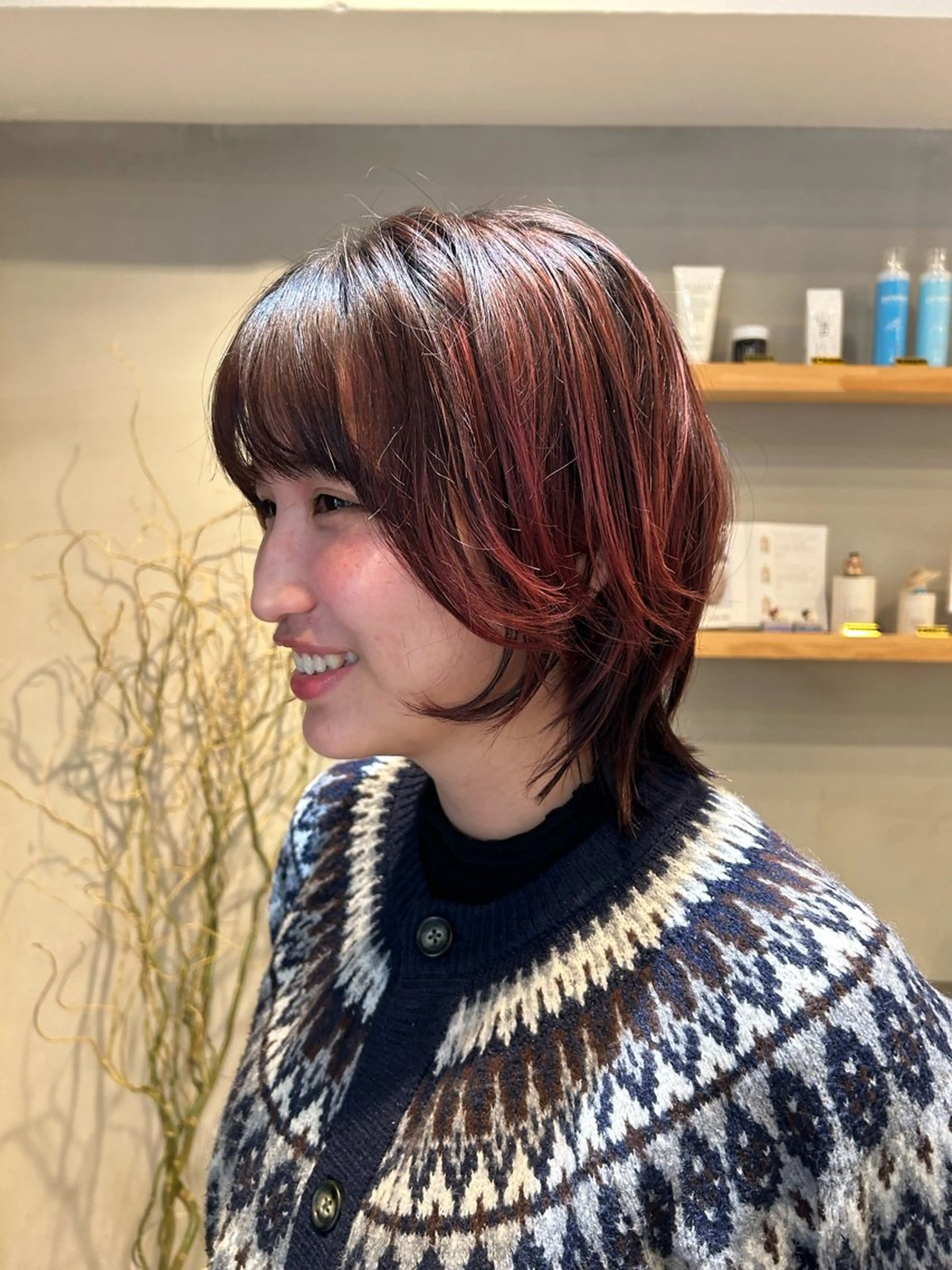 ミディアム レイヤーカット カット ヘアカラー トリートメント カトウ ユウカのヘアスタイル