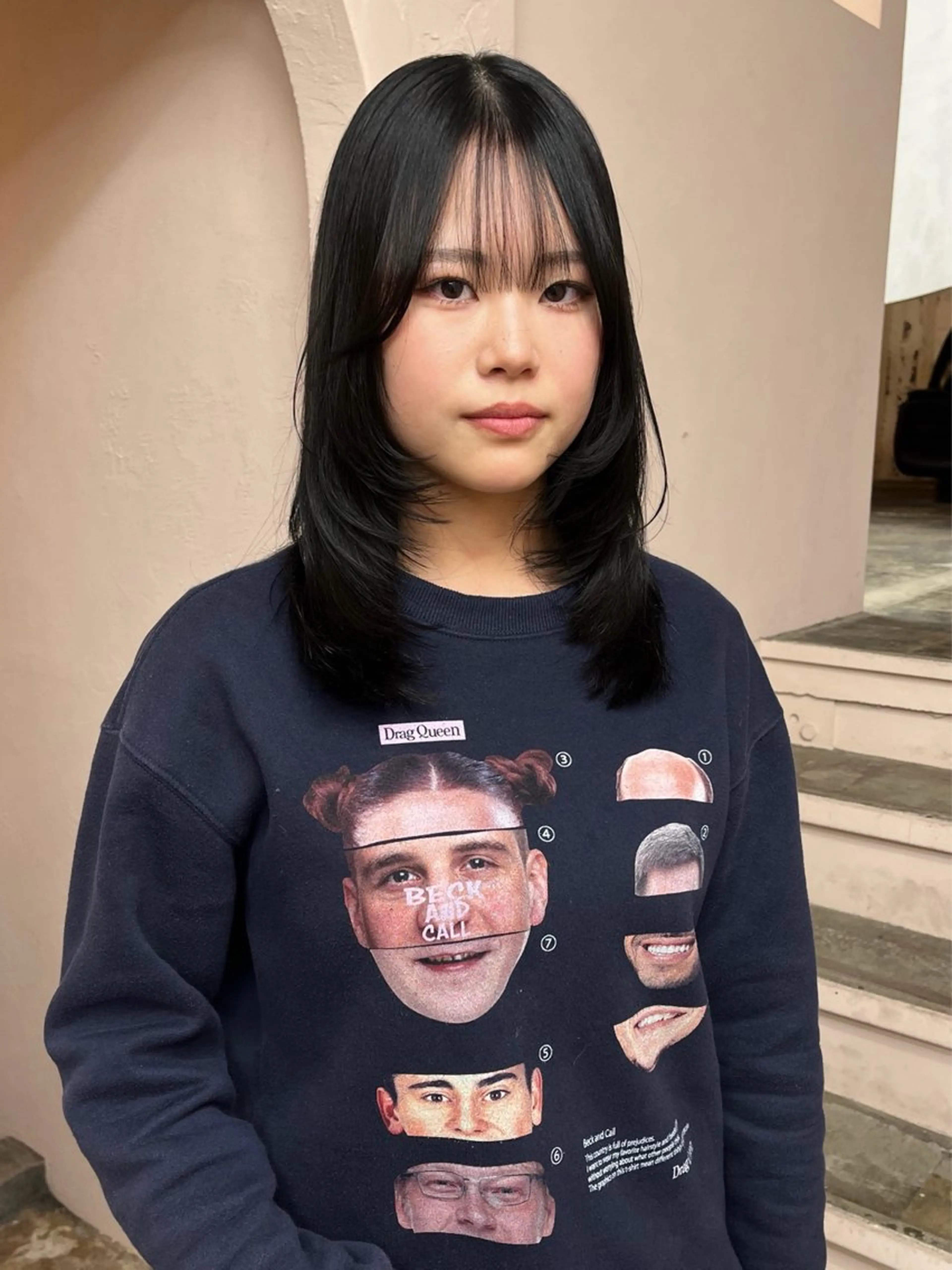 ミディアム 顔周りカット レイヤーカット カット ヘアカラー トリートメント iru所属・レイヤーカット/ ハイトーン/mikiのヘアスタイル