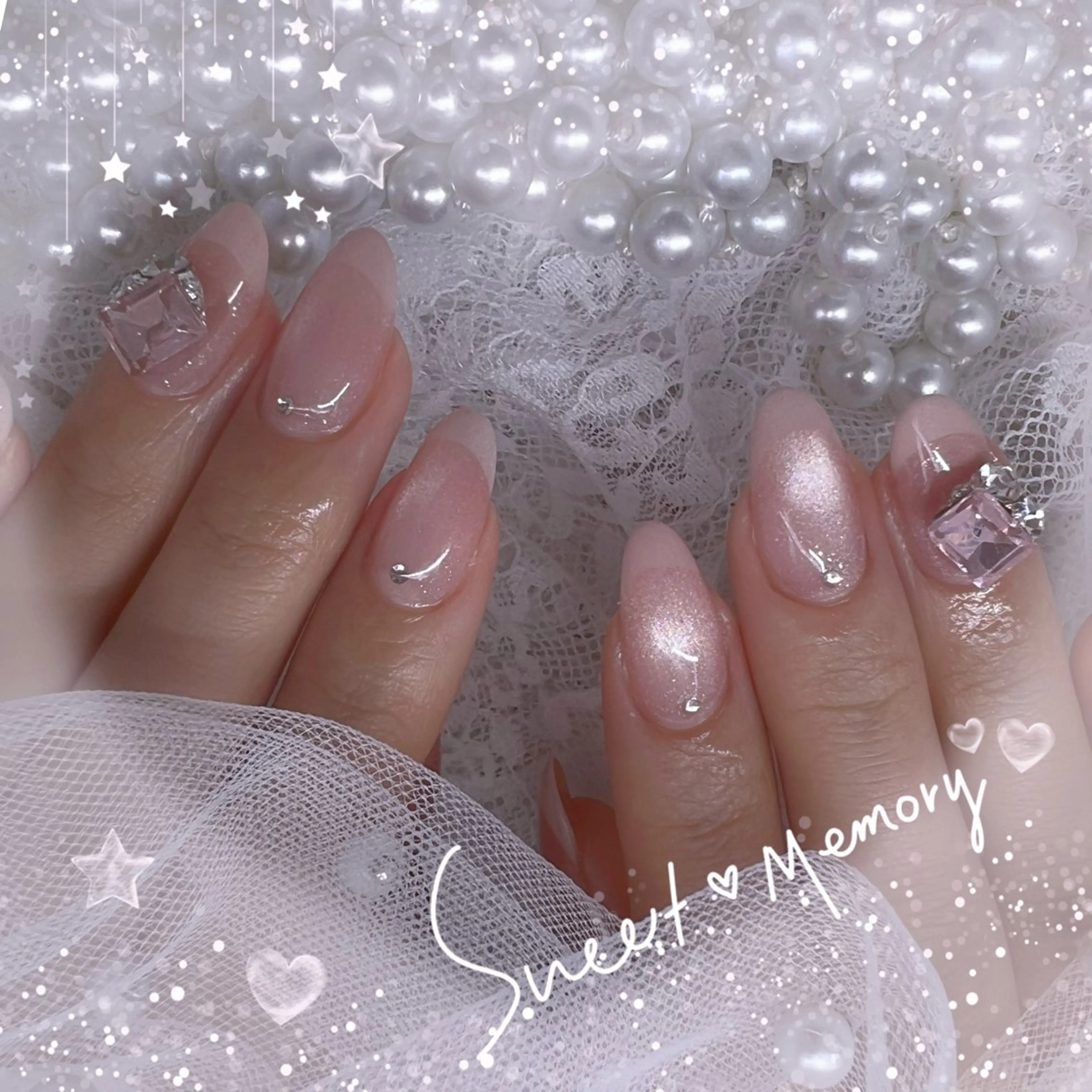 ネイル チークネイル フレンチネイル ガーリー ガラスフレンチ グラデーション ハンドネイル ハンドケア Chill Nailsalonのネイルデザイン