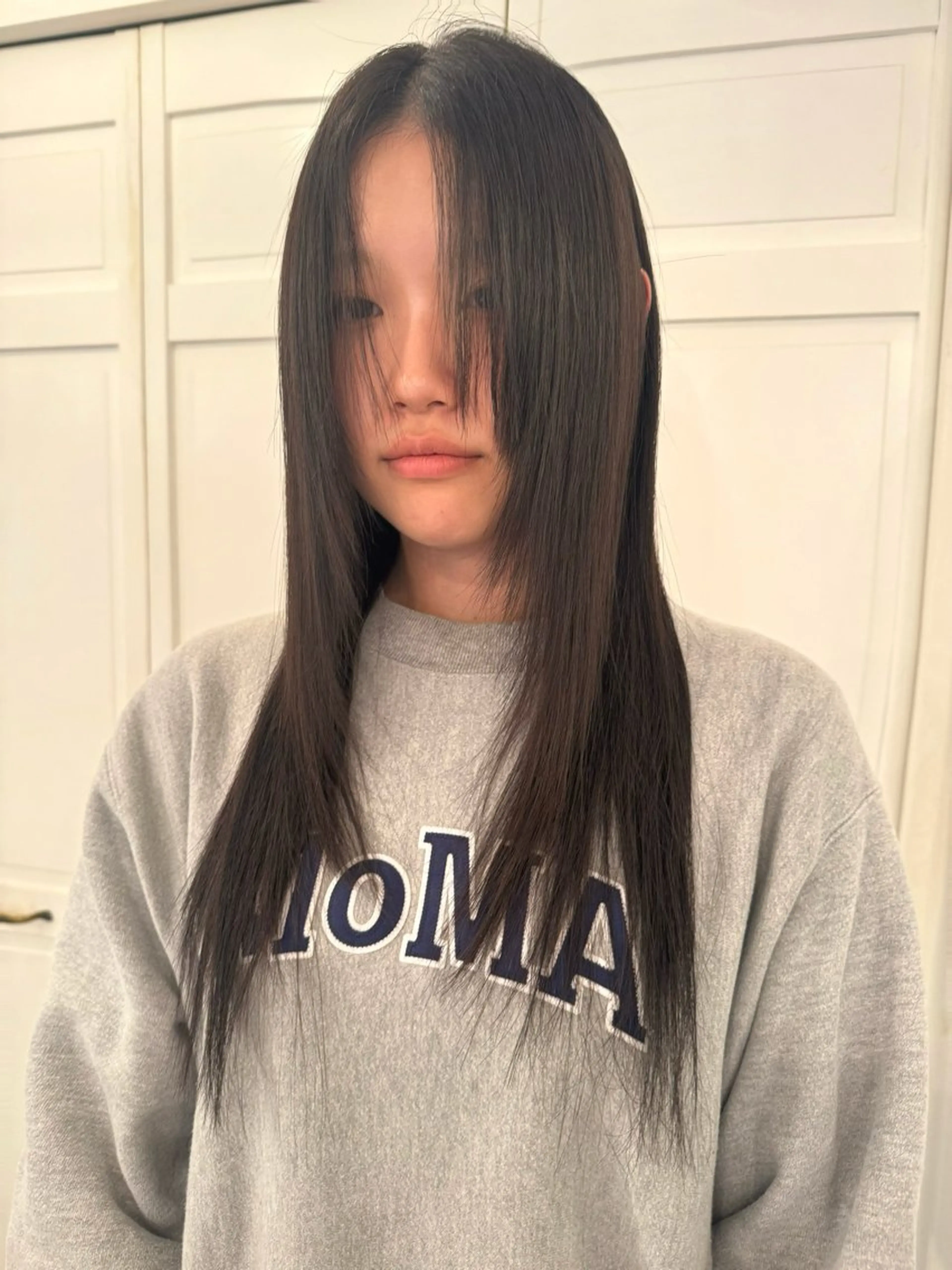 セミロング カット ヘアカラー ブリーチカラー🎀 韓国風/寺門美優のヘアスタイル