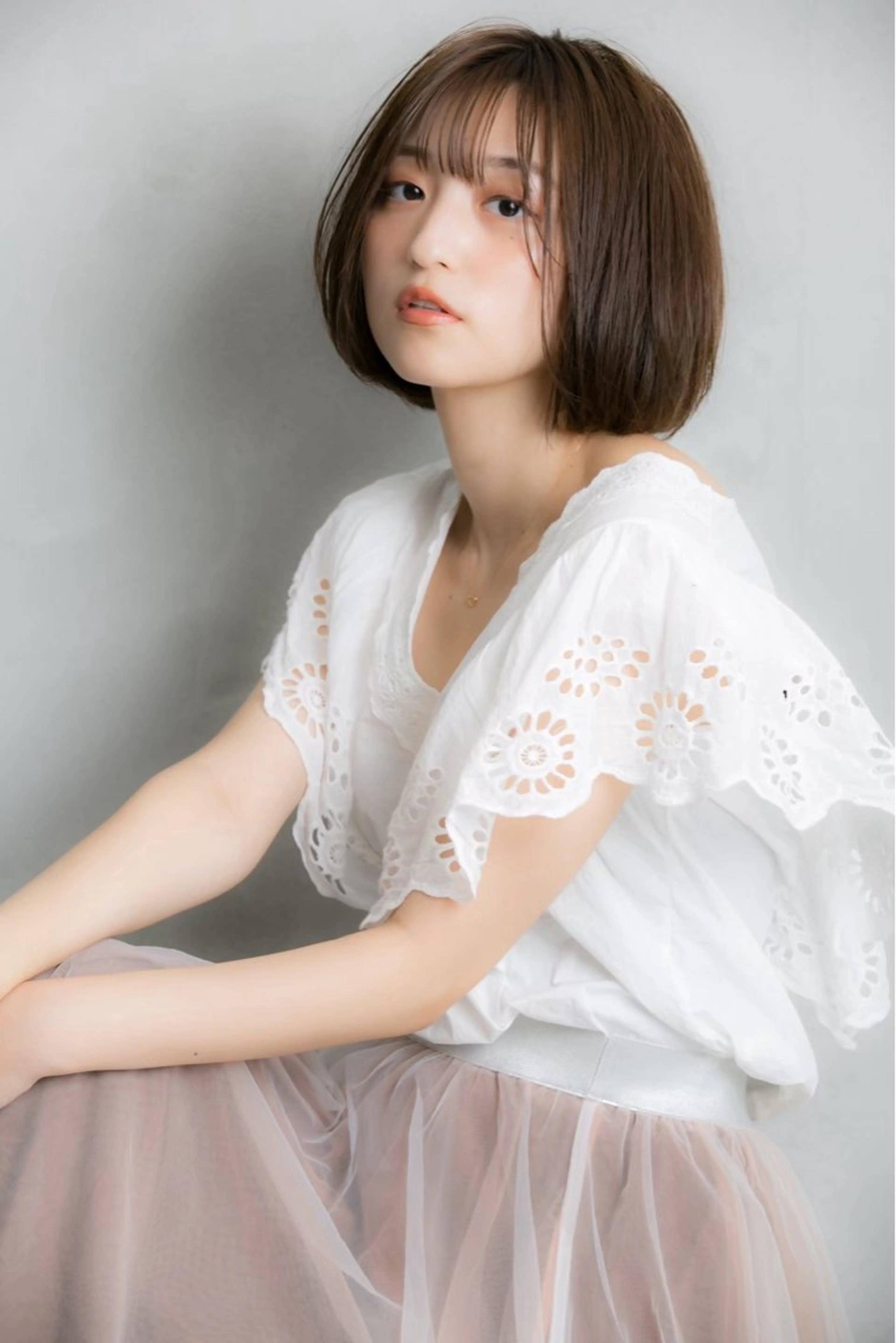 ショート カラー ベージュカラー 透明感カラー ボブ 小顔カット 巻けるケア縮毛矯正✨ ケアカラー✨山下のヘアスタイル