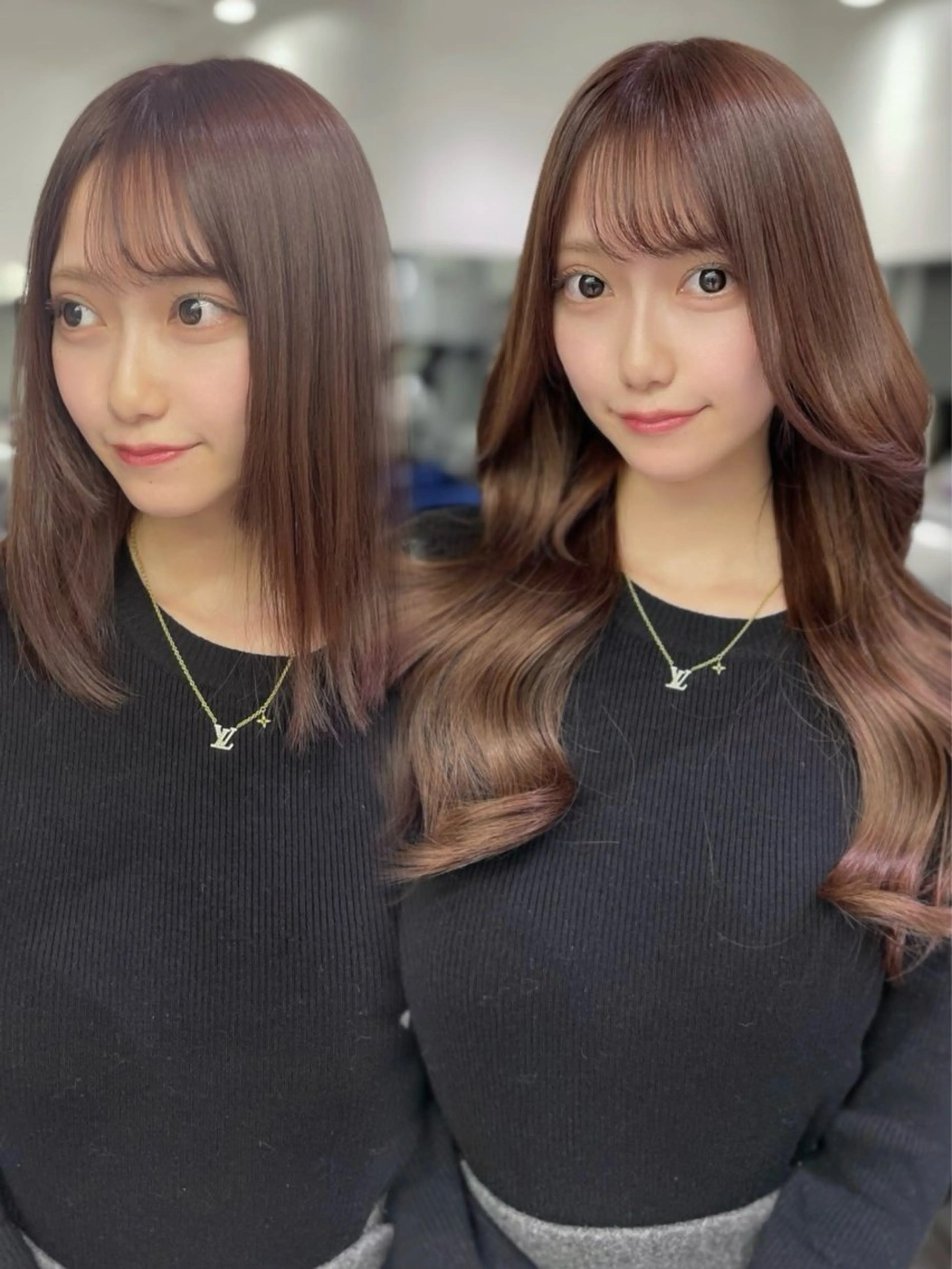 ロング シールエクステ ボブ エクステ 顔周りカット 髪質改善 ヘアカラー エクステ ヘアサロンelyts 表参道店のヘアスタイル