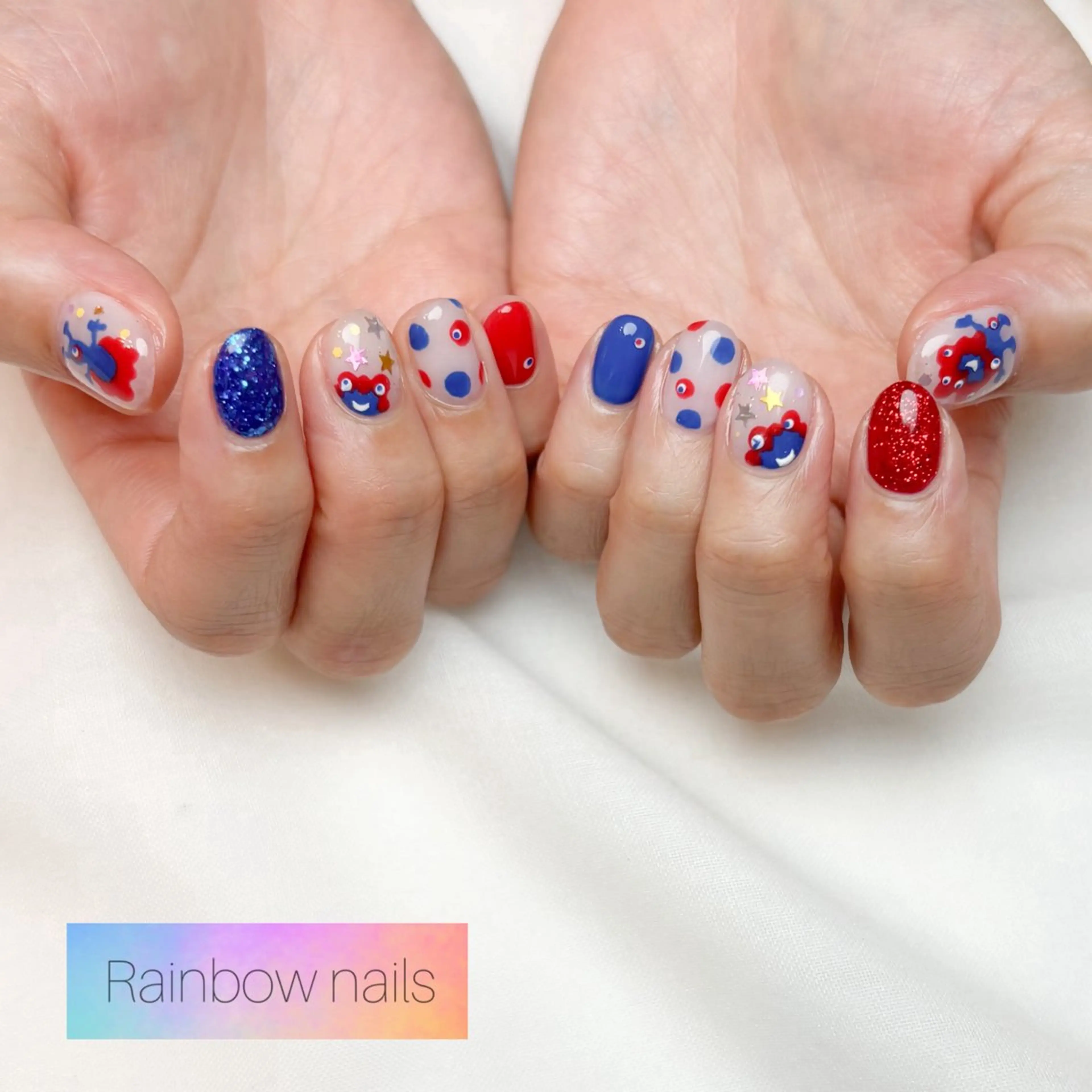 ネイル ハンドネイル Rainbow nailsくろちゃんのネイルデザイン