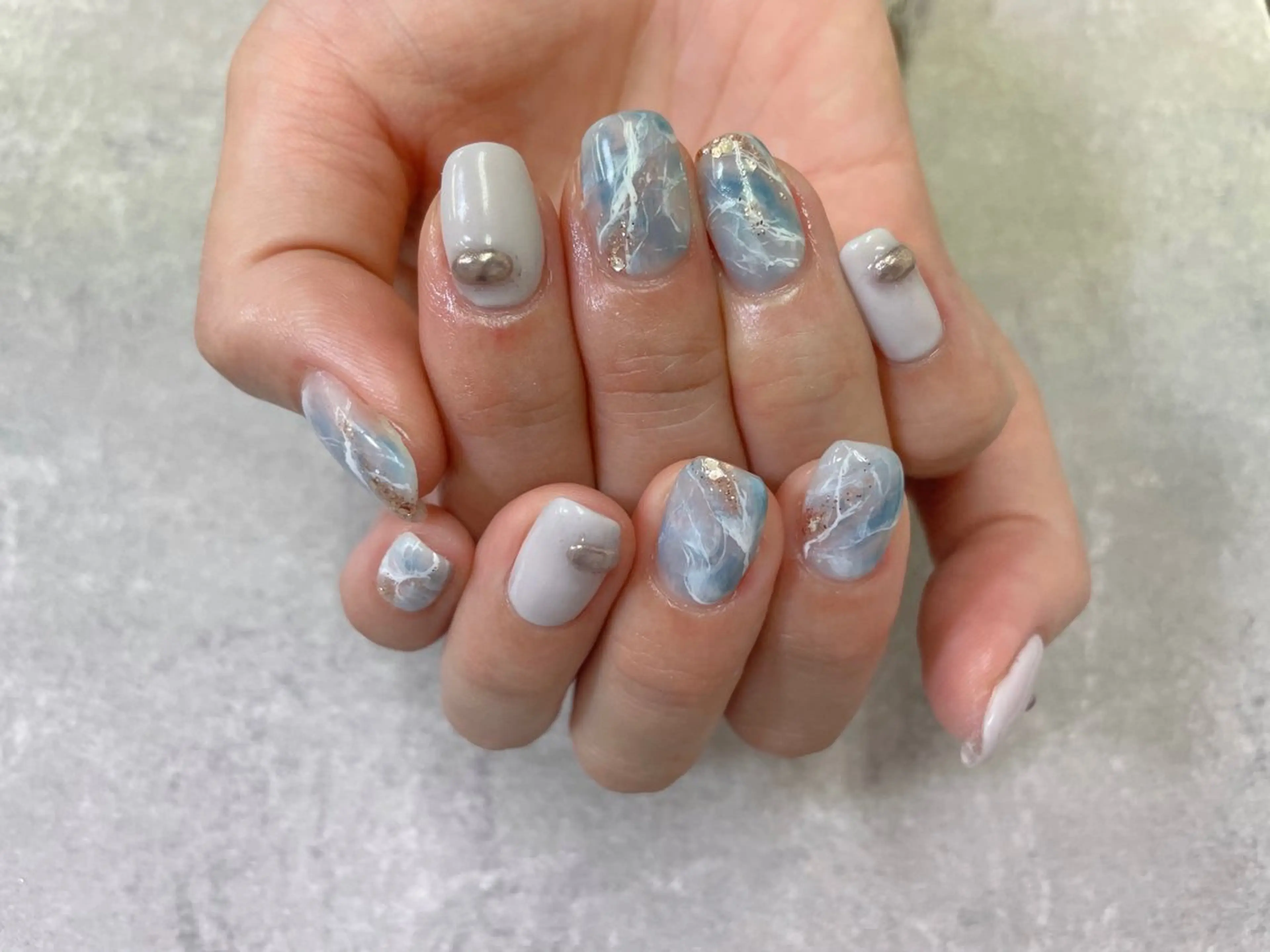 ネイル 大理石ネイル(マーブル) ミラーネイル ニュアンスネイル ハンドネイル foglia❁﻿. ⌇﻿imamuraのネイルデザイン