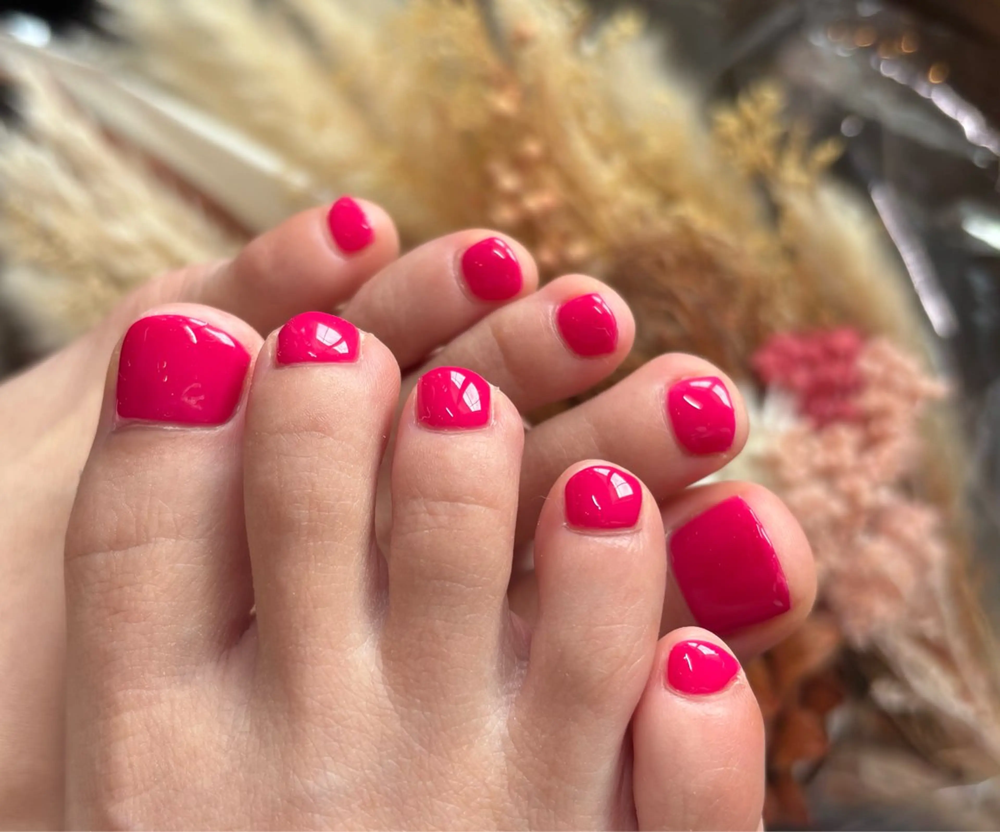 ネイル フットネイル ワンカラーネイル ピンク 福永 ふさこのネイルデザイン