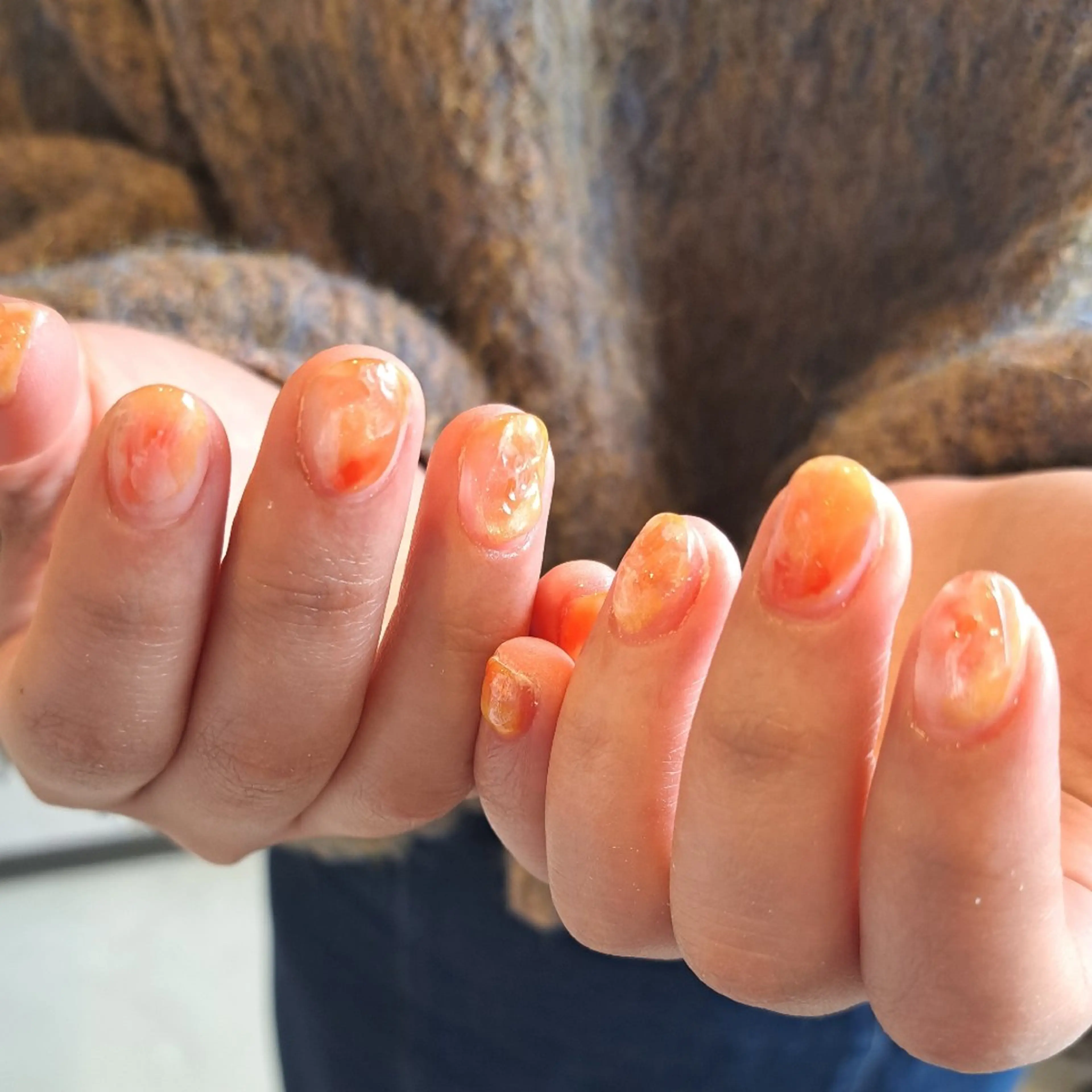 ネイル アートネイル ジェルネイル 持ち込み ニュアンスネイル オレンジ Nail mood /アートし放題のネイルデザイン