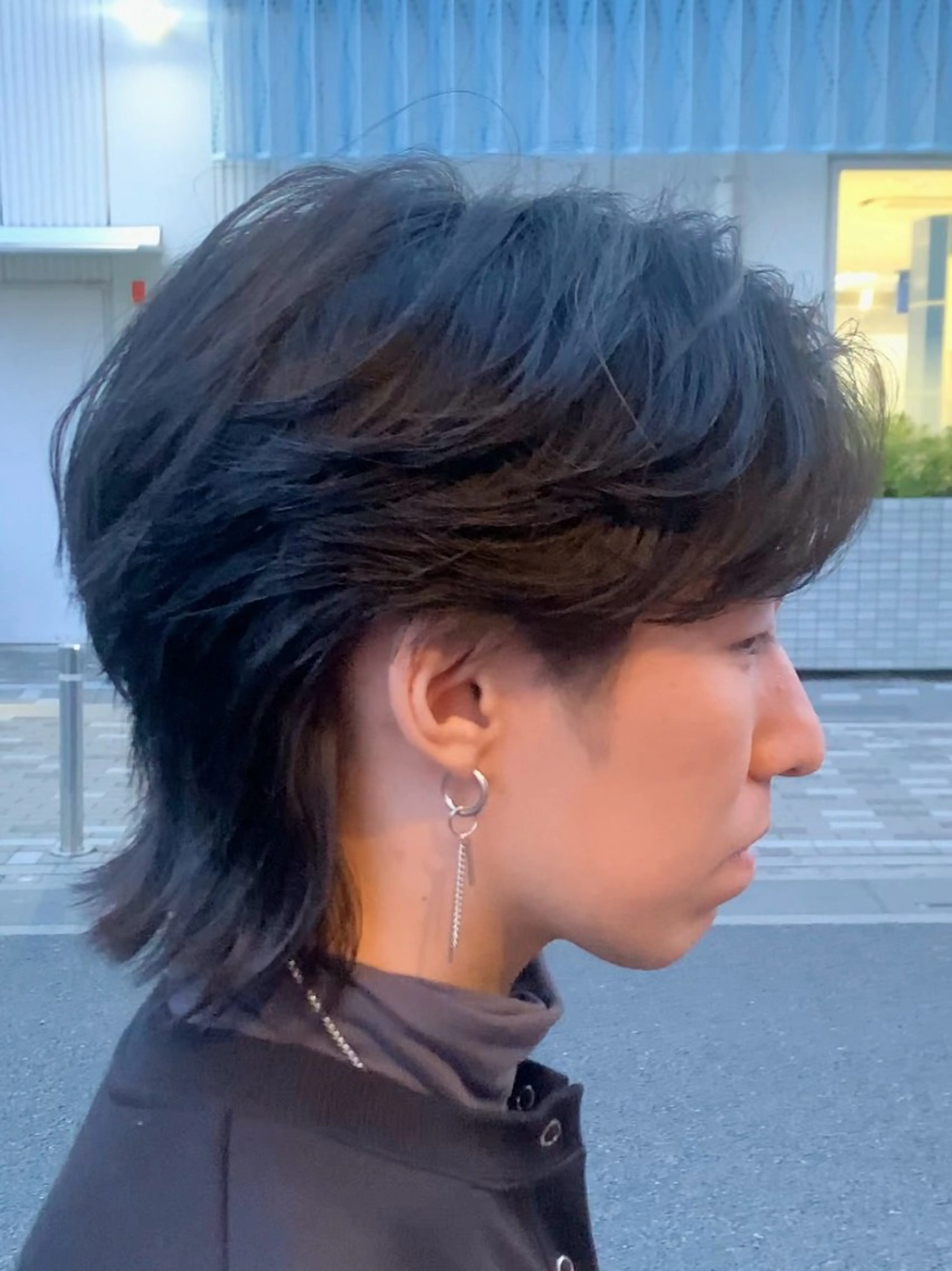 ショート メンズ センターパート メンズ韓国風 メンズウルフカット 韓国風ヘア ウルフカット 藤田 明輝のヘアスタイル