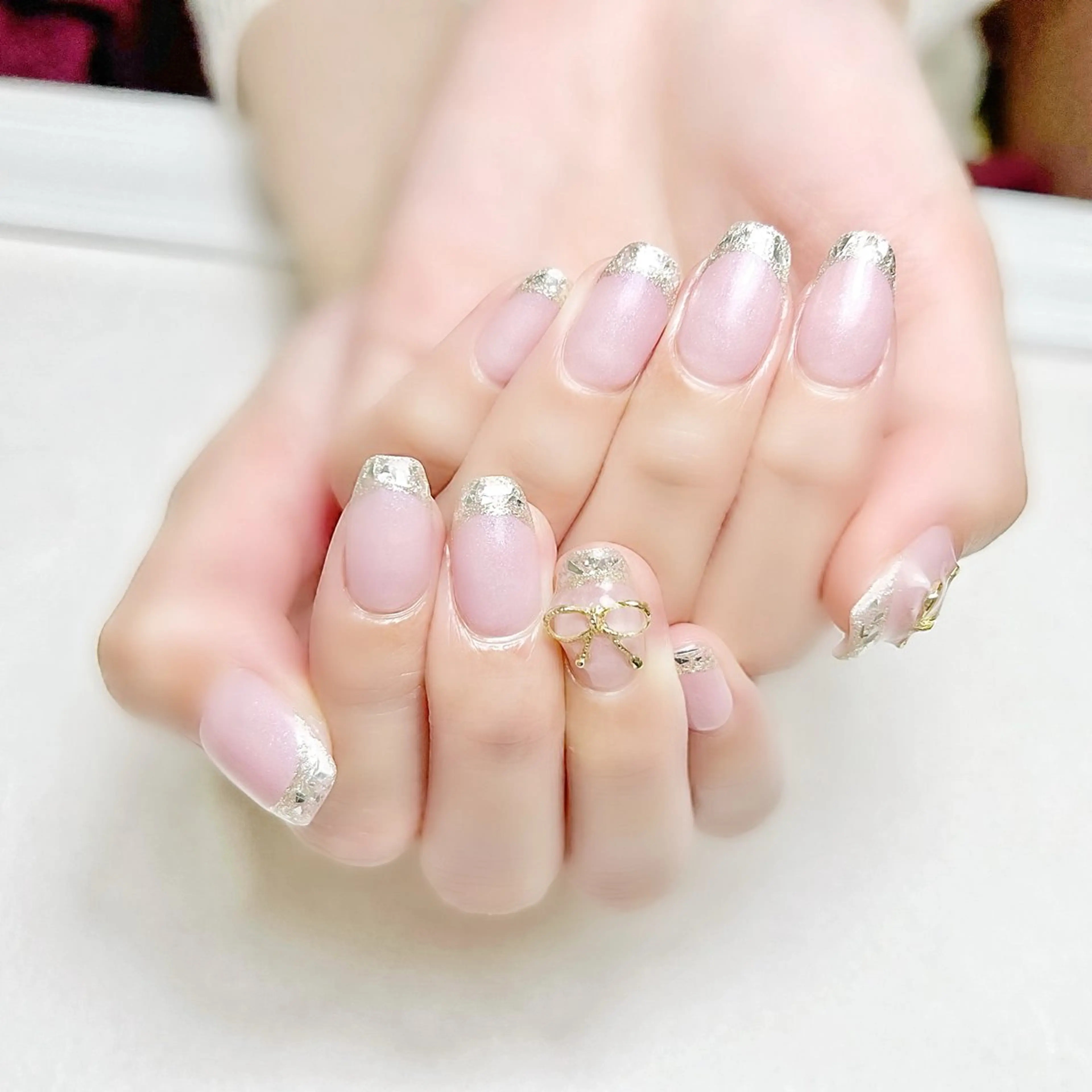 ネイル フレンチネイル ガラスフレンチ オフィスネイル 春ネイル rouse nail RISATOのネイルデザイン