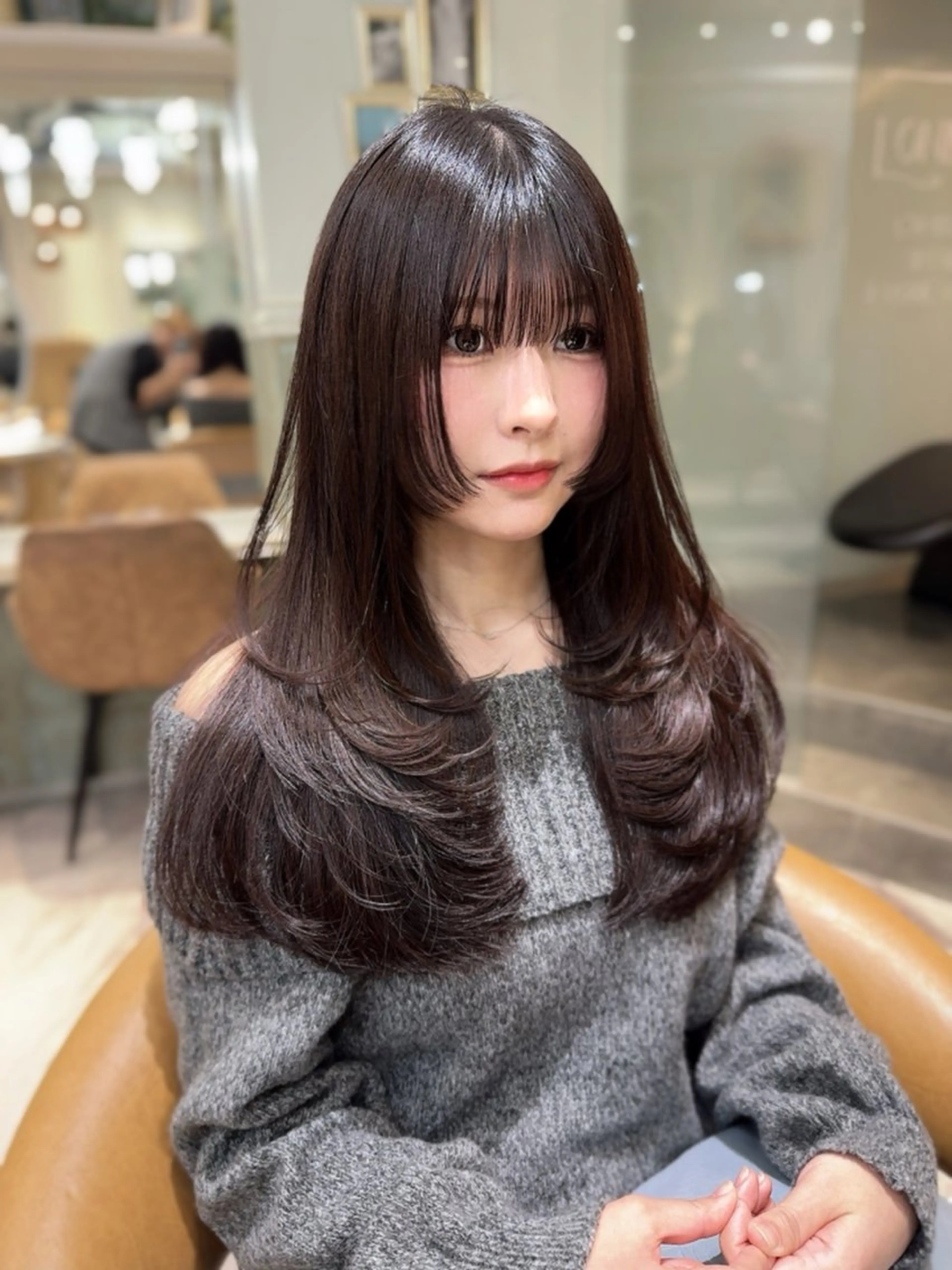 セミロング カラー カット ヘアカラー トリートメント 木屋元一/透明感 /レイヤー/縮毛矯正のヘアスタイル