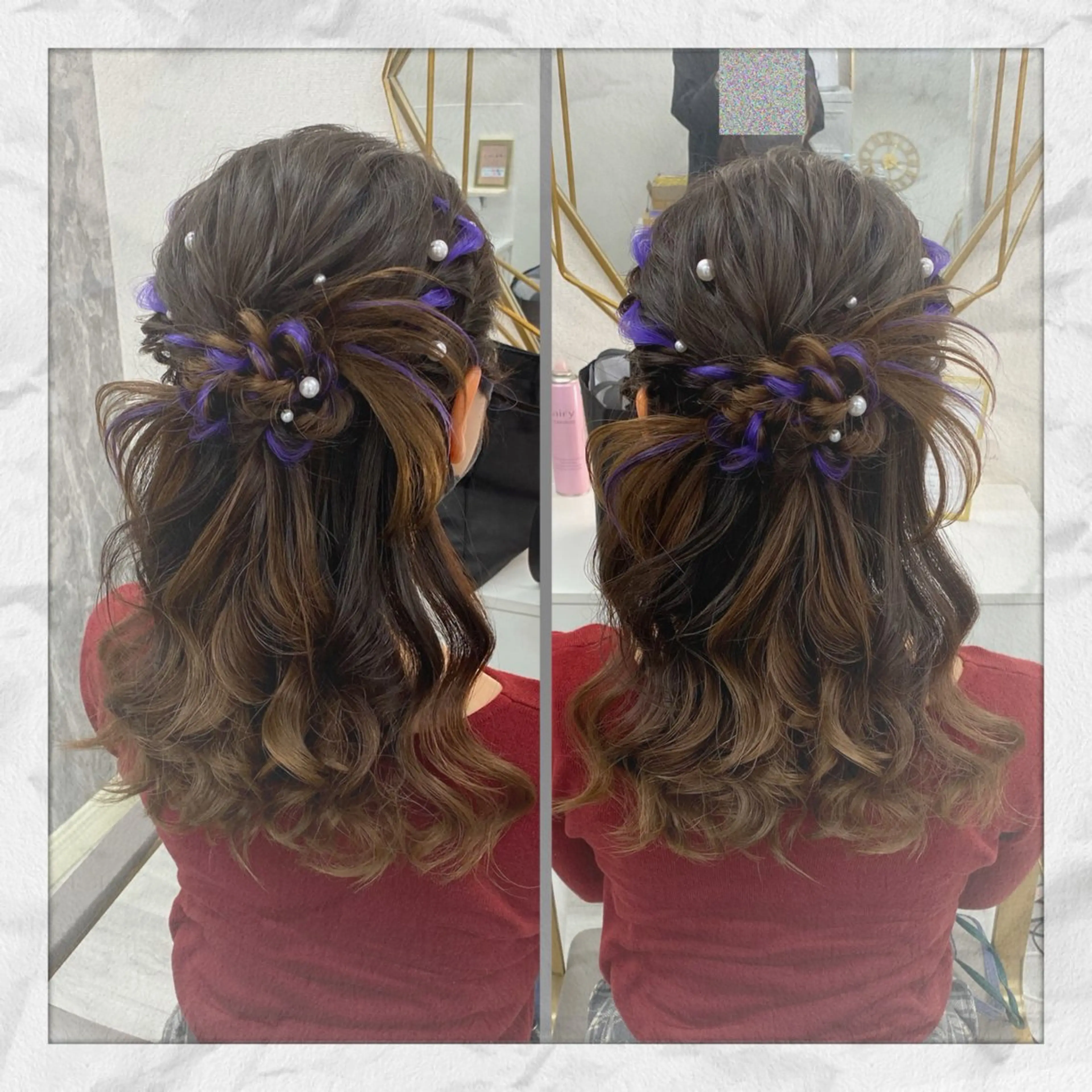 セミロング ヘアアレンジ ハーフアップ ヘアセット ヘアセット/着付け 𓇼 松本 夏美𓇼のヘアスタイル