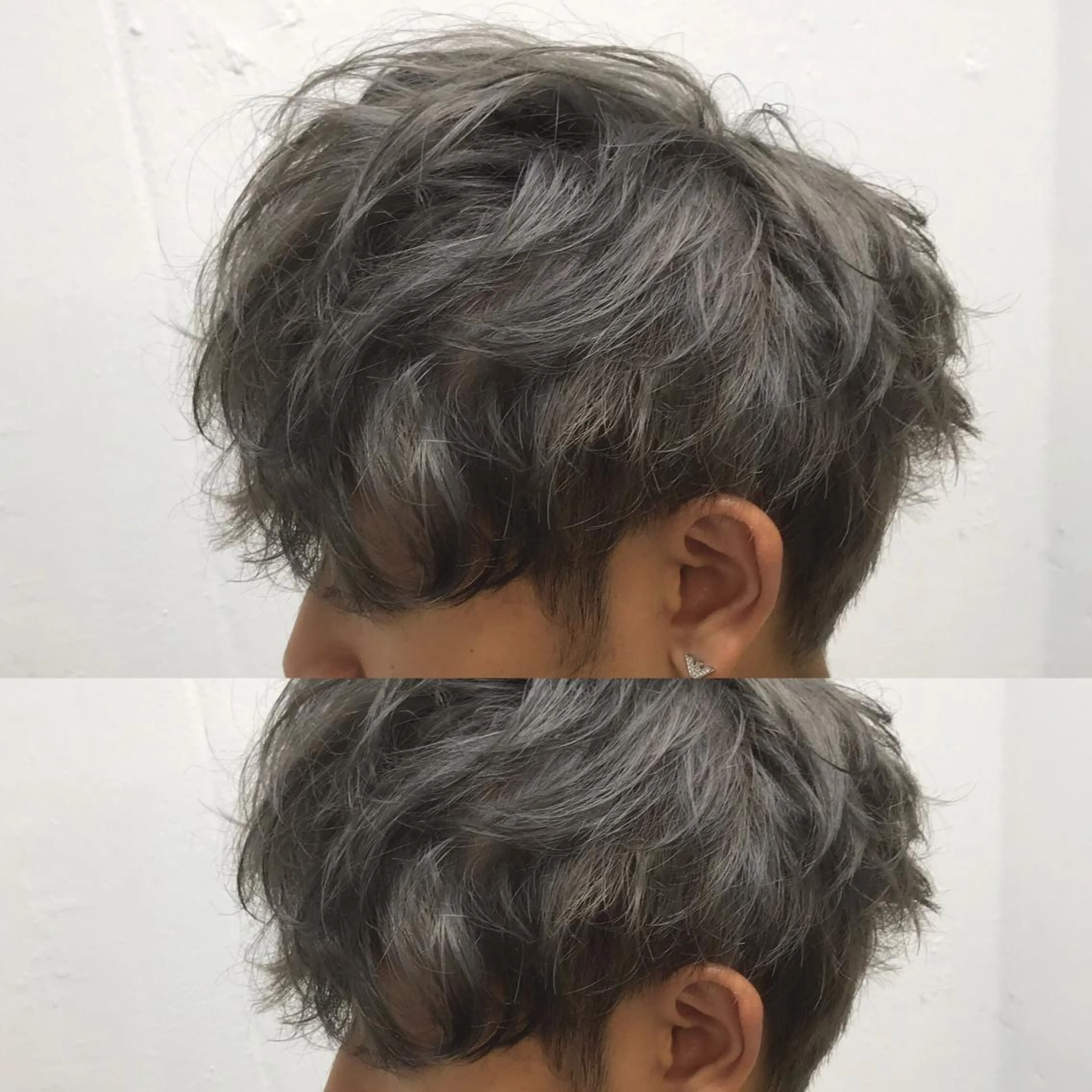 ショート カラー パーマ ヘアアレンジ メンズ キッズ ネイル マツエク・マツパ アッシュ シルバー シルバーアッシュ シルバー メンズ人気NO,1 Genieジーニーのヘアスタイル