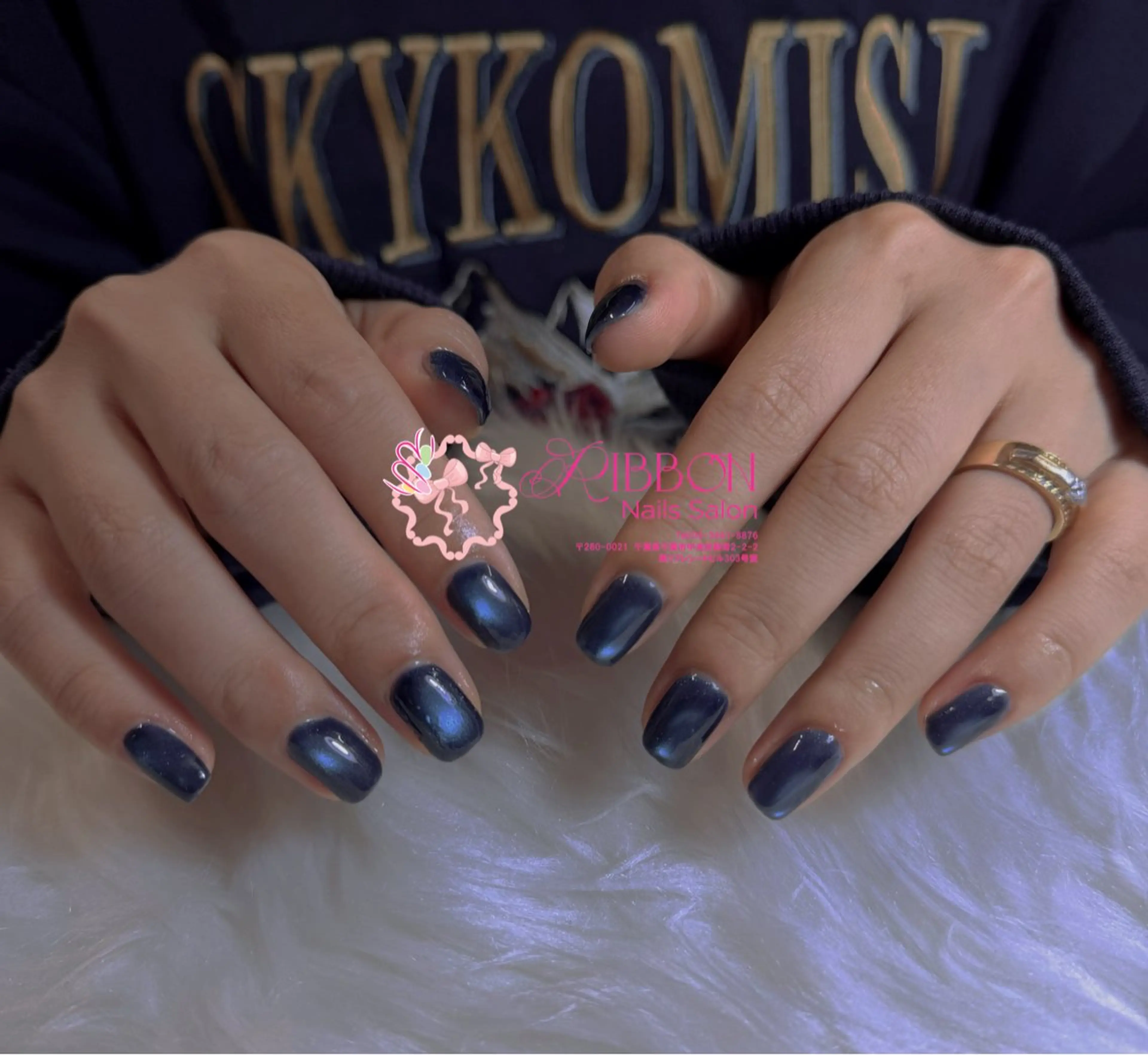 ネイル フレンチネイル ジェルネイル マグネットネイル 持ち込み ニュアンスネイル ハンドネイル Ribbonnail salonのネイルデザイン