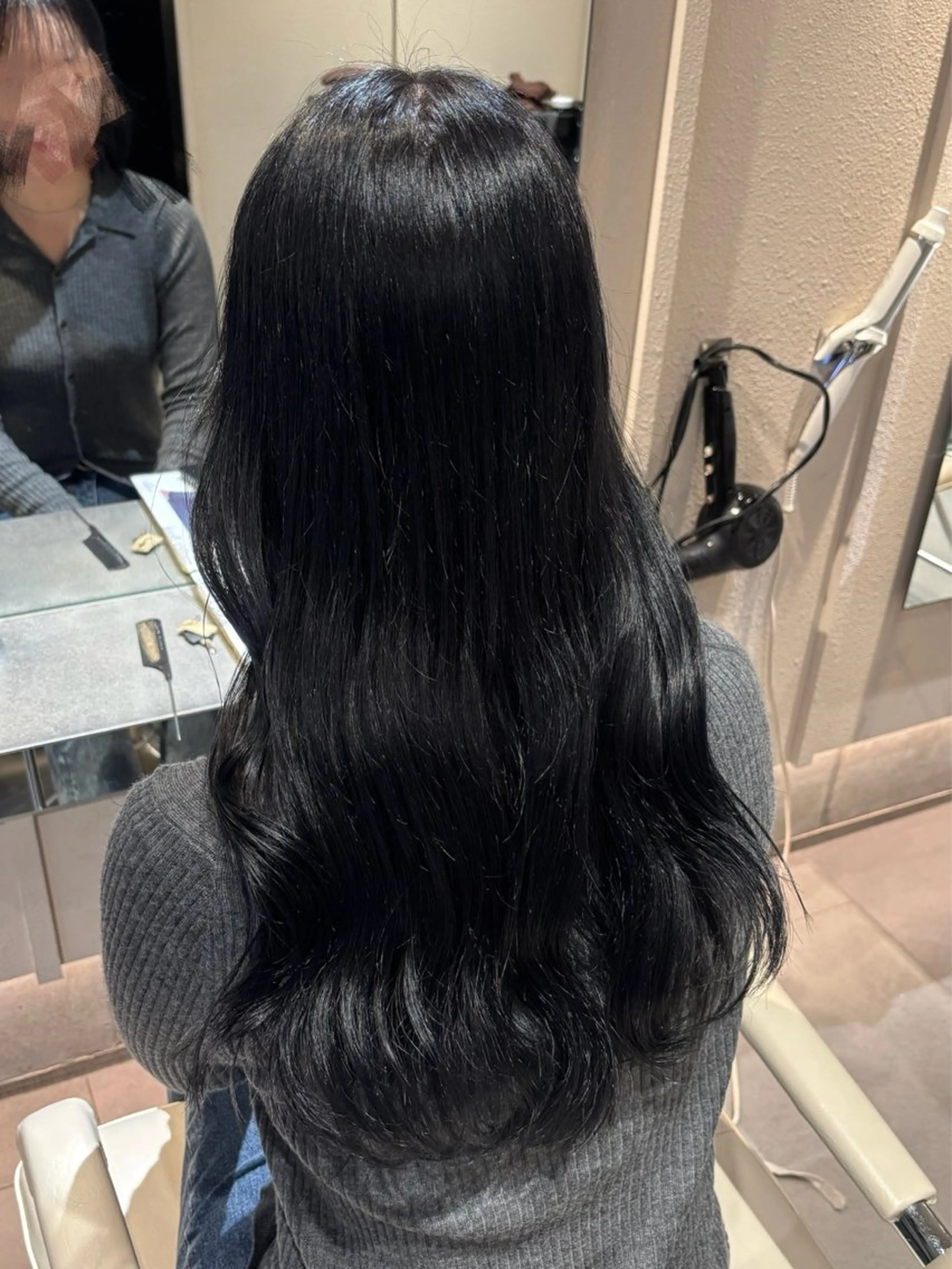 ロング カラー 黒髪 ブルーカラー ブルーブラック モデル様募集中 🌸いちか🌸のヘアスタイル