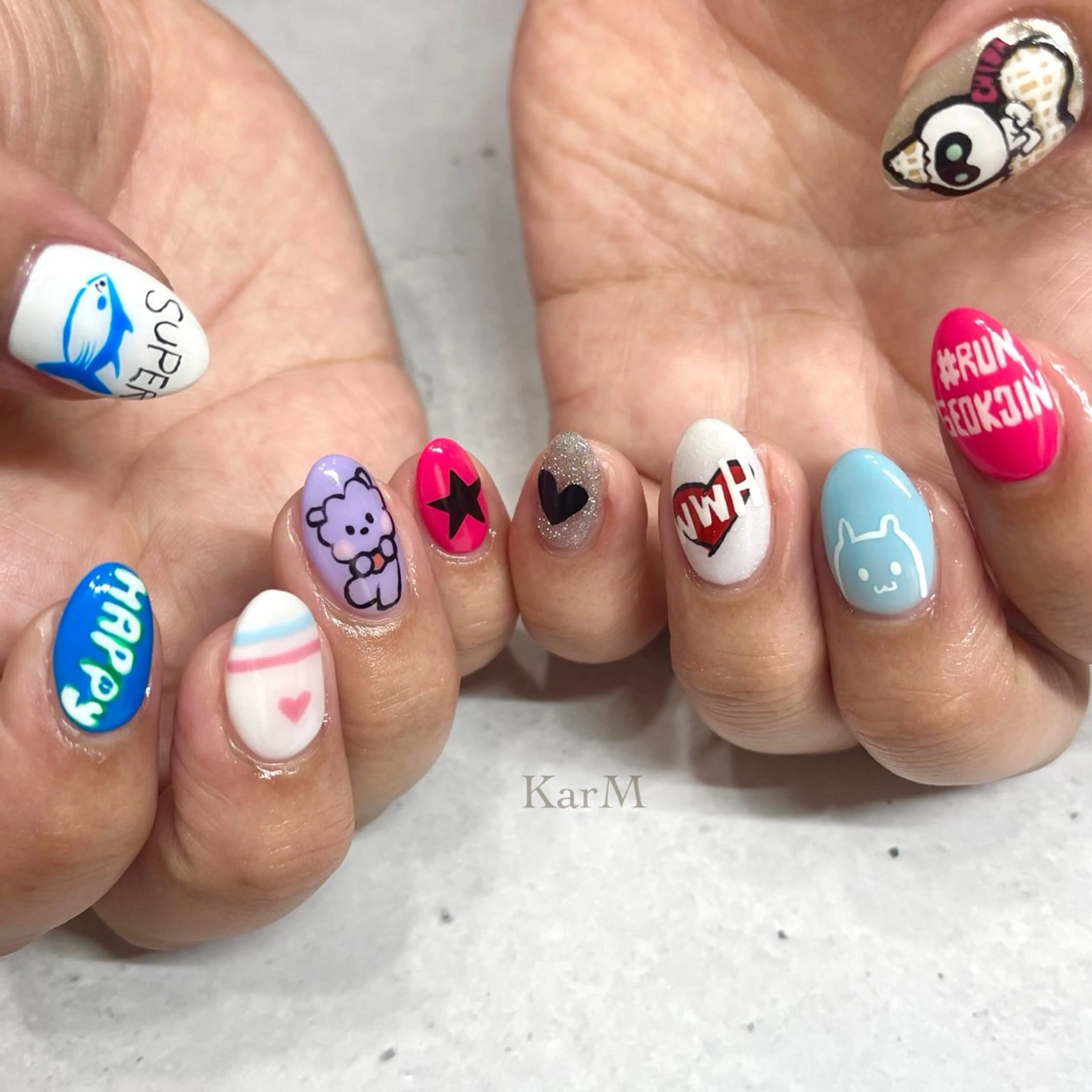 ネイル オーロラネイル チークネイル フラッシュネイル フレンチネイル グラデーション ハンドネイル ogino karinのネイルデザイン