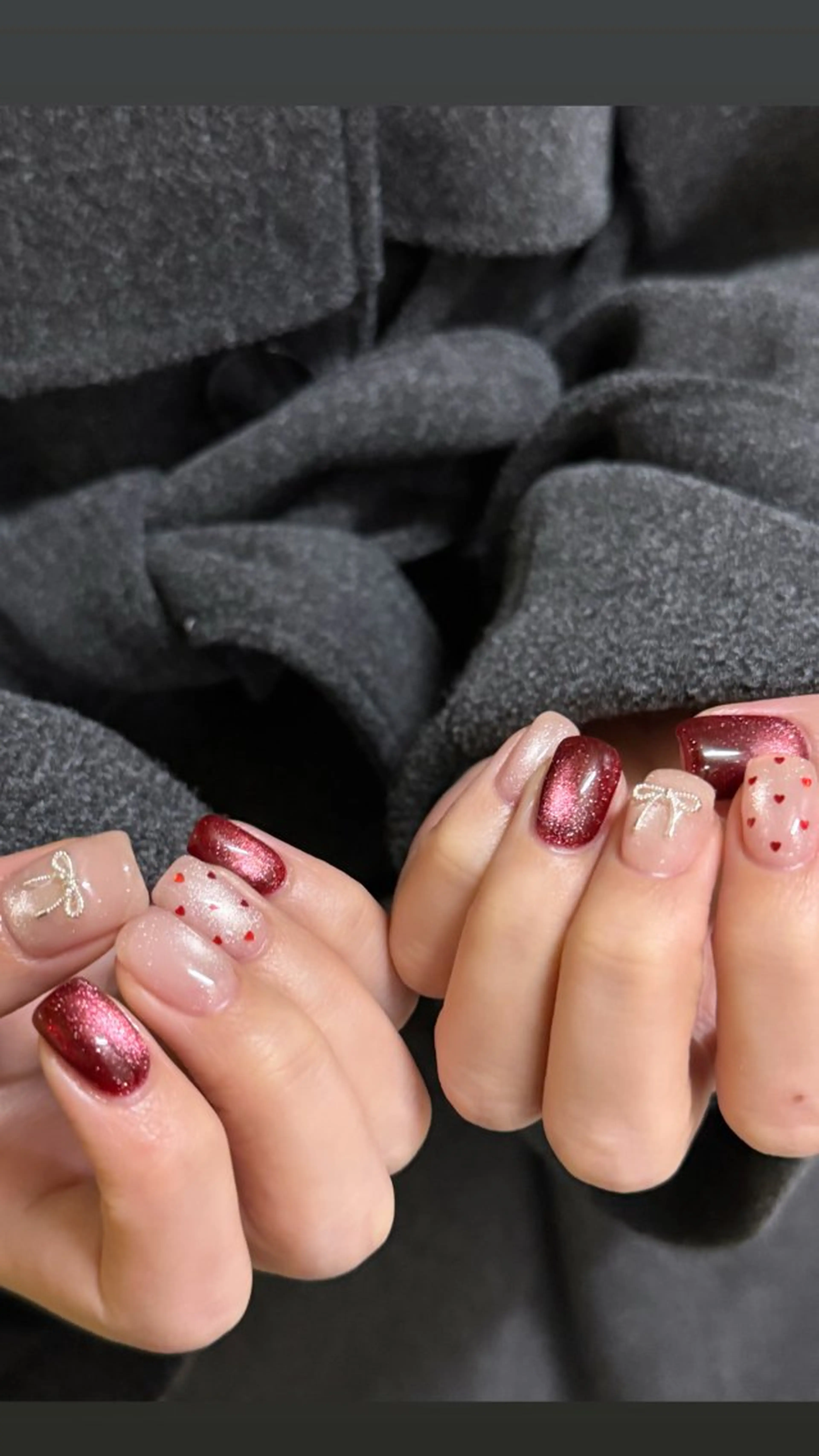 ネイル バレンタイン ハンドネイル 五百路 蛍来のネイルデザイン