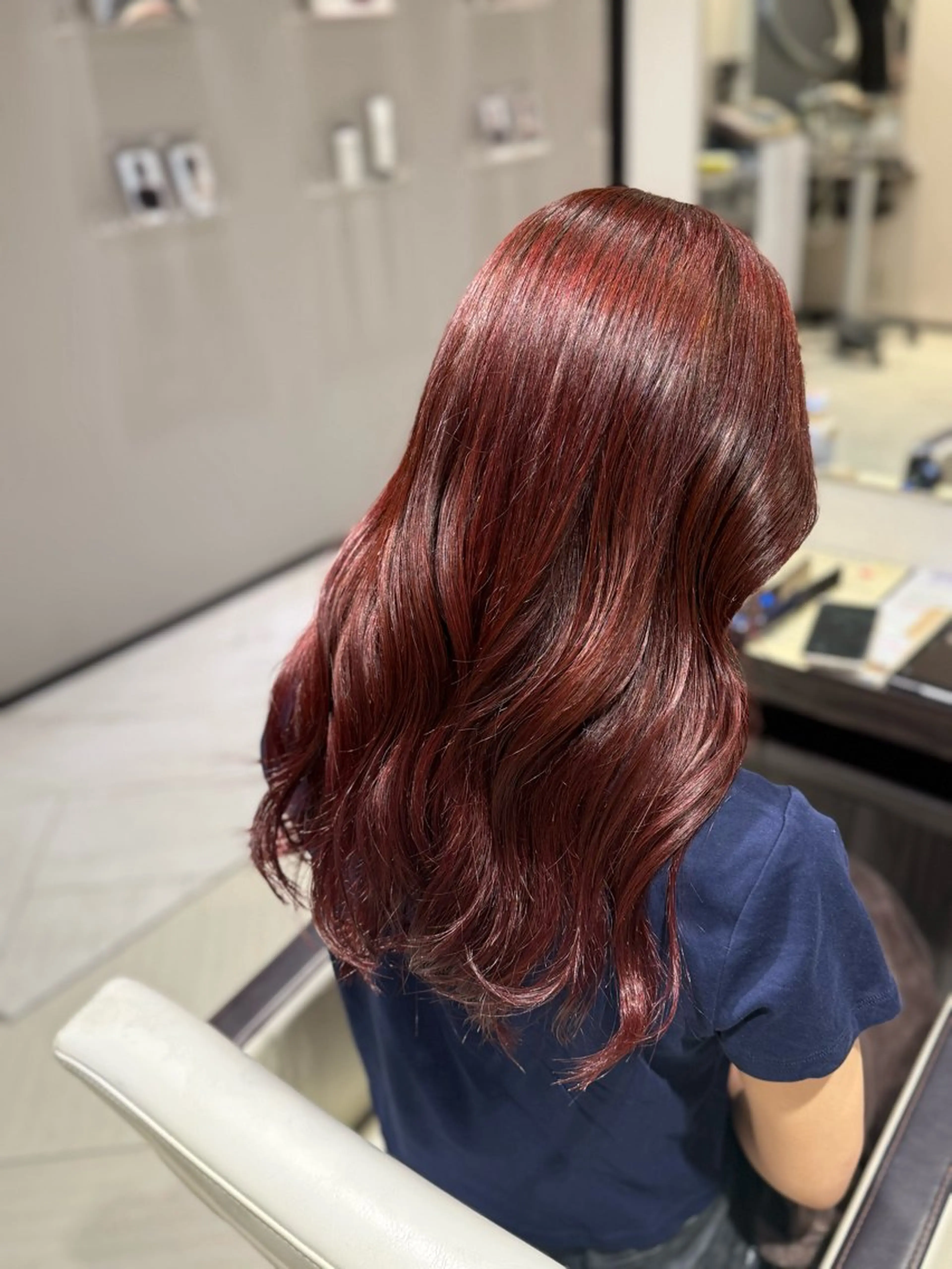 ロング カラー レッドカラー ヘアカラー Harris　表参道・外苑前・青山　表参道本店所属・艶カラー/ハイトーン /アレンジ/meiのヘアスタイル