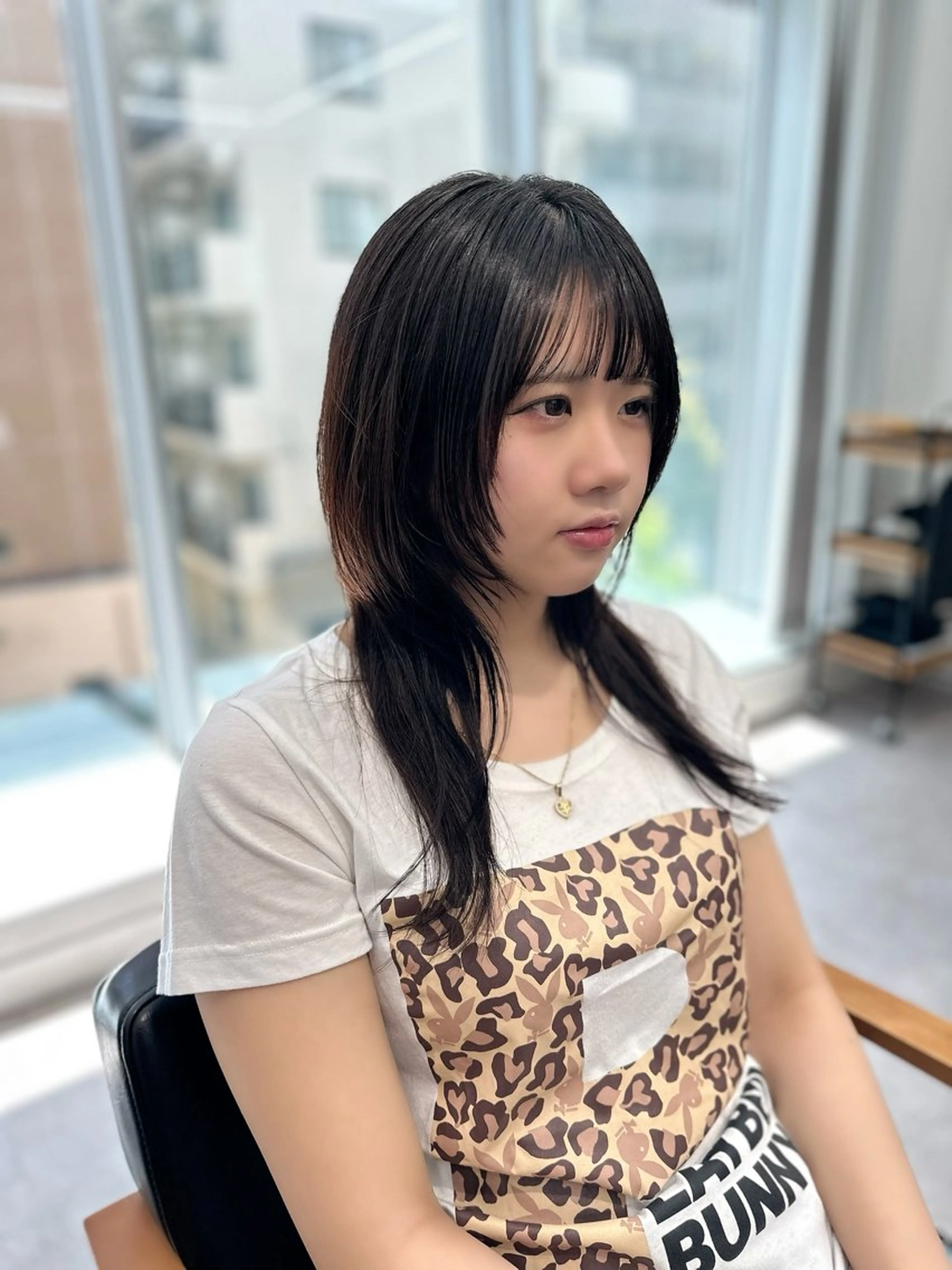 セミロング カラー パーマ ヘアアレンジ メンズ キッズ 小顔顔まわり/ レイヤーカット🌿のヘアスタイル