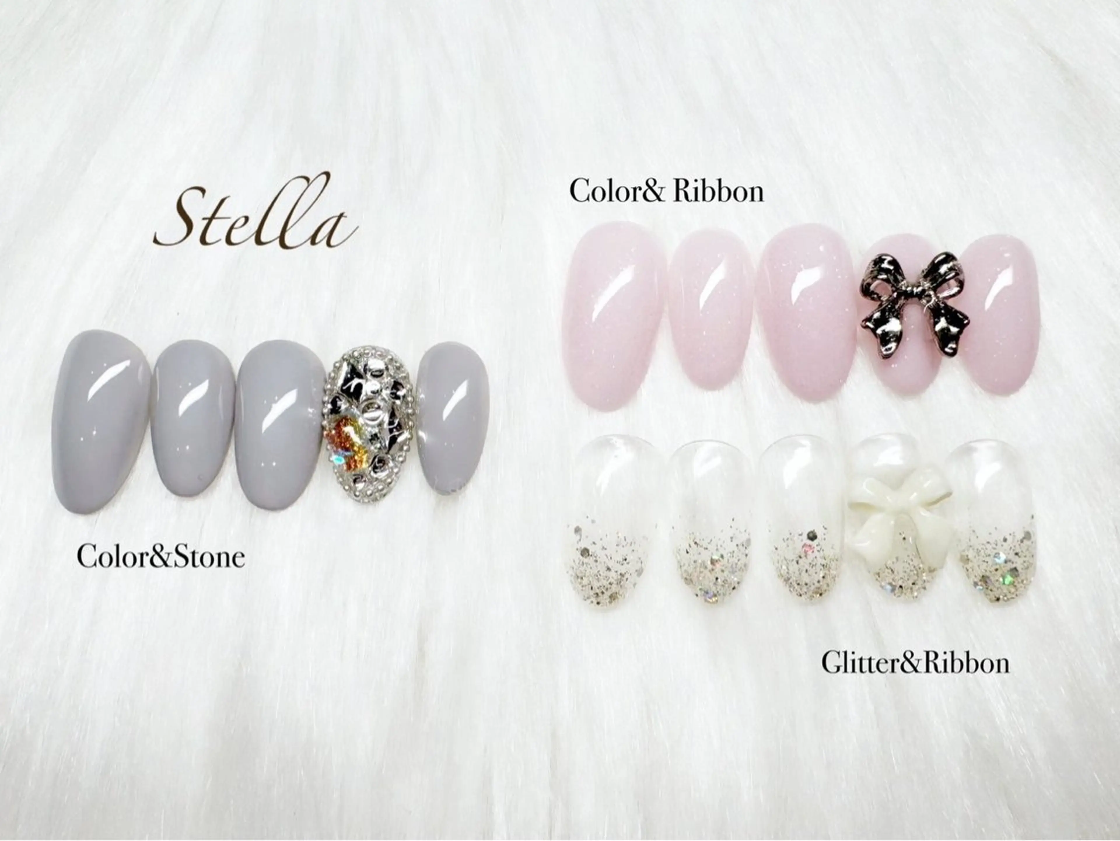 【オフあり〇】リボン🎀orビジュー埋めつくし💎ハンドネイルの写真