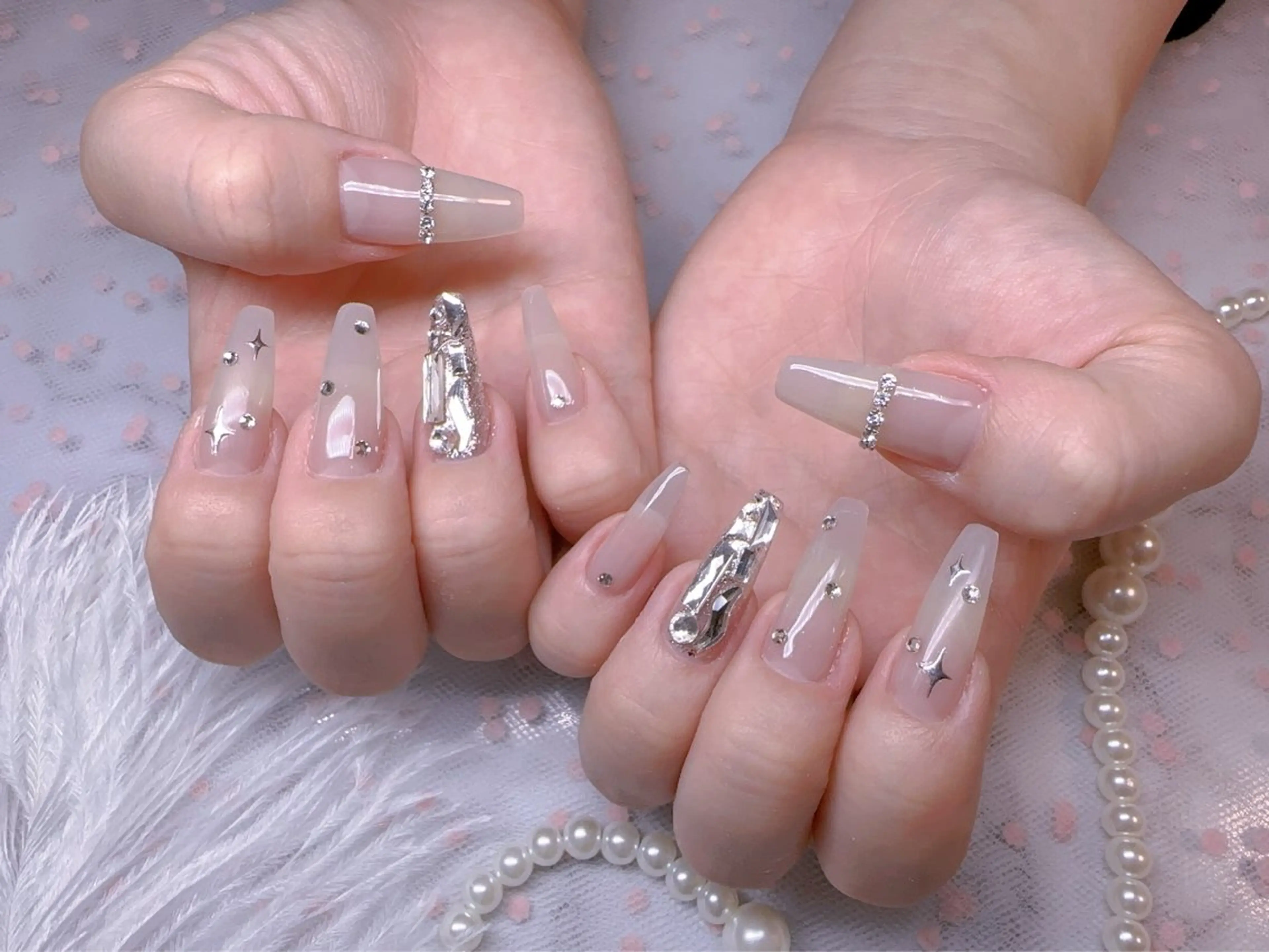 ネイル オーロラネイル フットネイル 韓国ネイル ラメ(グリッター) ラメグラデーション ハンドネイル Belle nail salon 新小岩のネイルデザイン