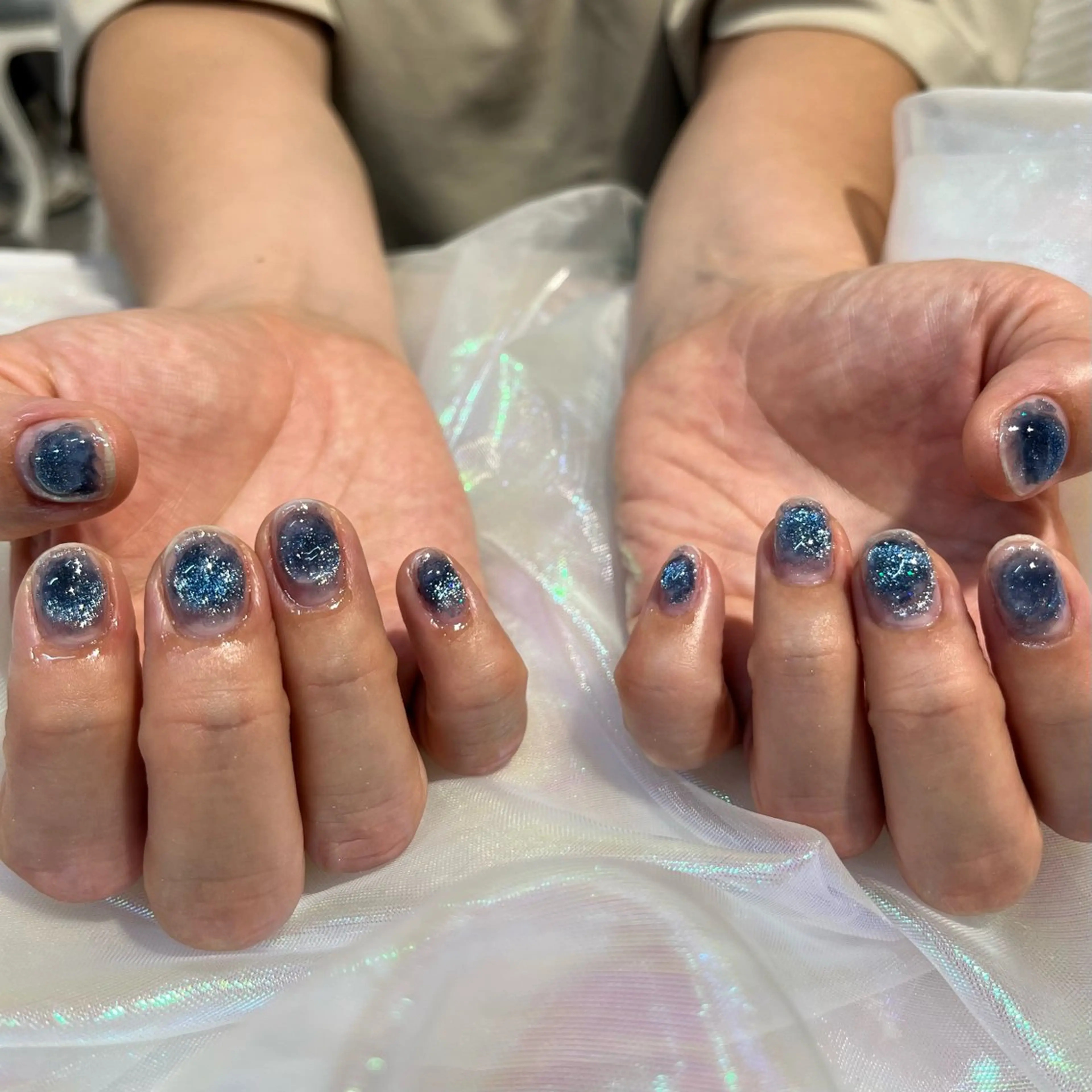 ネイル ブルー 渡邊 あかりのネイルデザイン