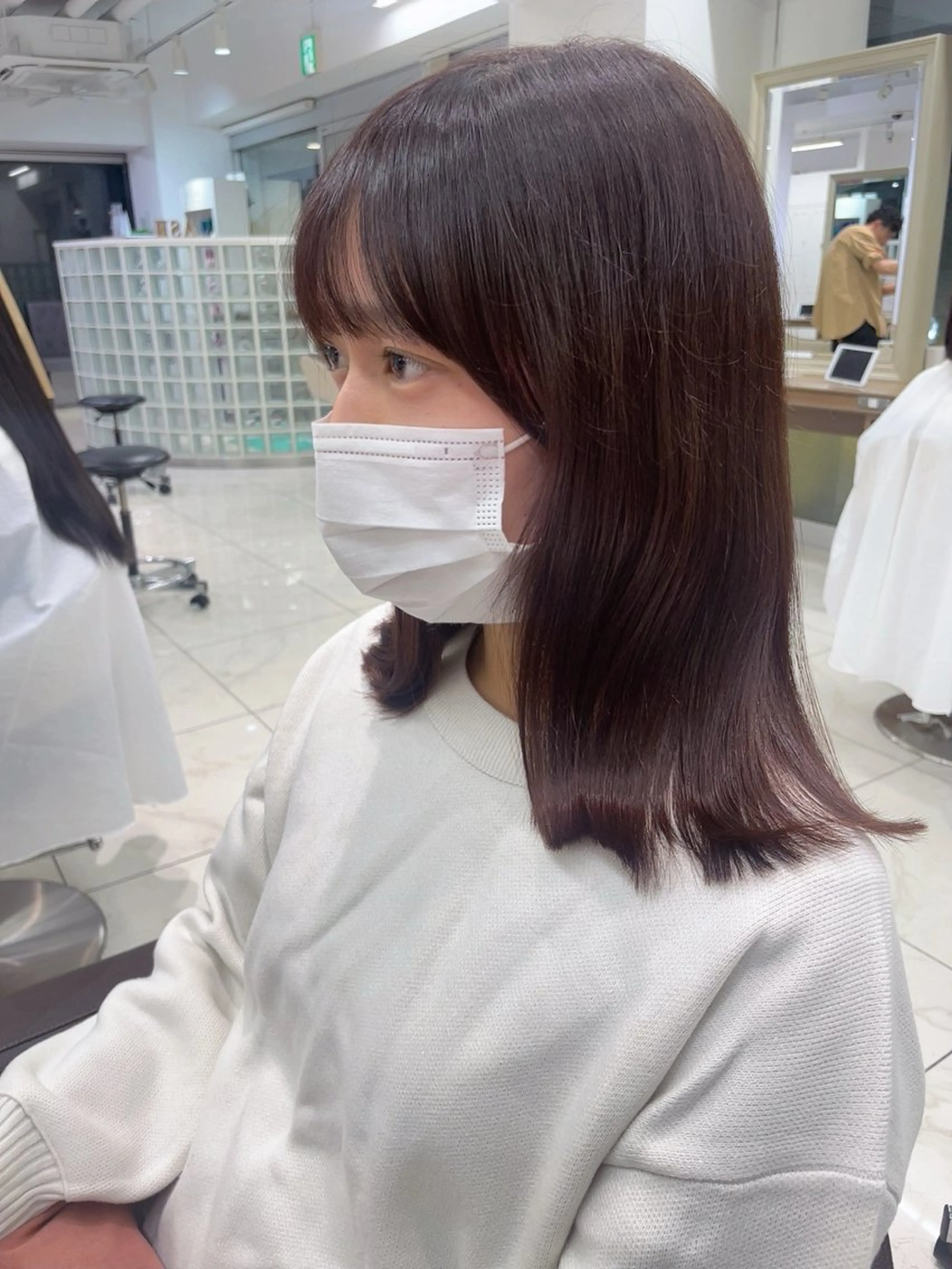 ミディアム カラー ブラウンカラー オレンジ オレンジブラウン カット ヘアカラー 福島成美/髪質改善 縮毛矯正/カラーのヘアスタイル