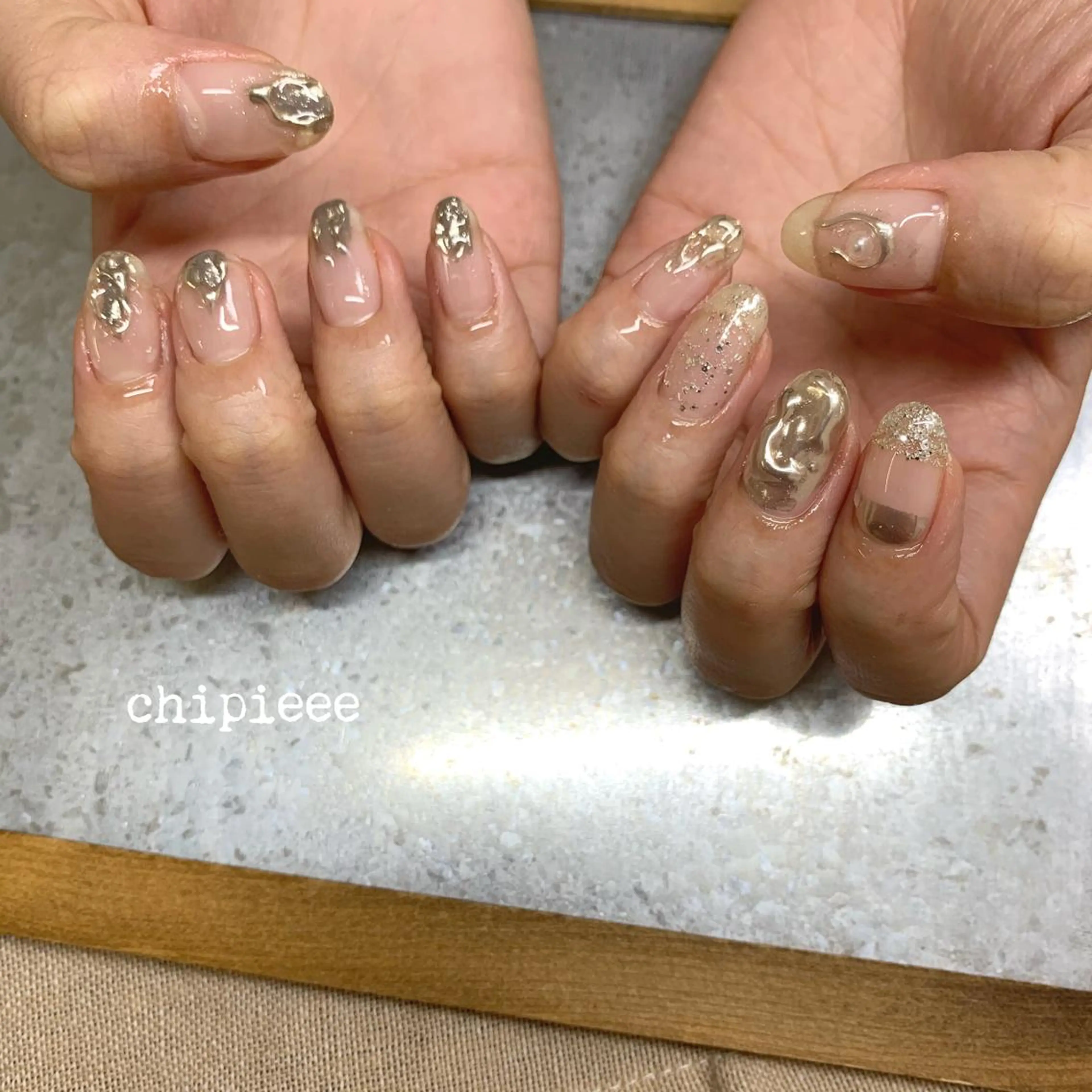 ネイル クリアネイル ミラーネイル シルバー charme所属・. SHIORIのネイルデザイン