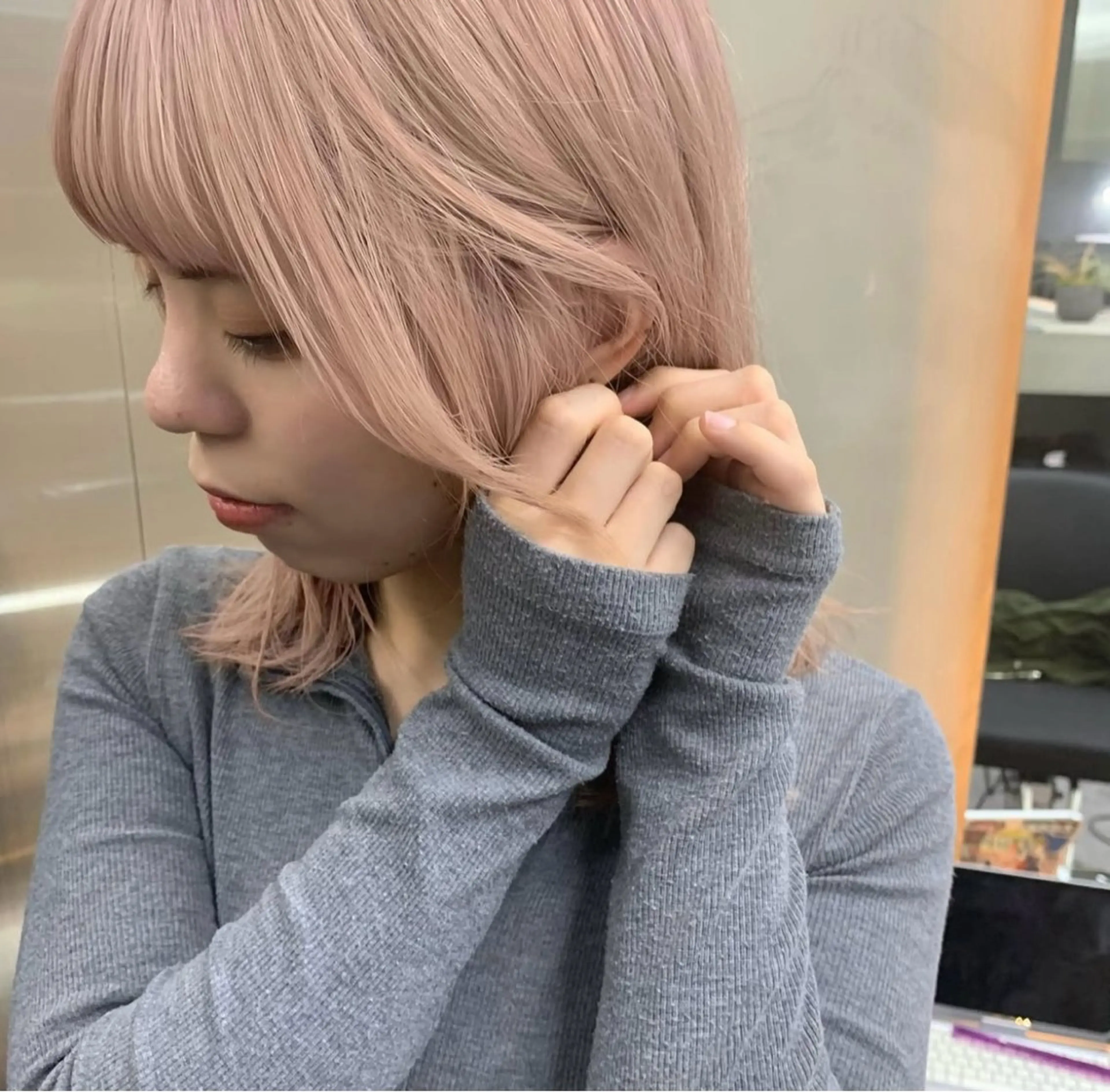 ミディアム カラー ベージュカラー ピンクカラー ピンクベージュ ヘアカラー トリートメント funo. ／透明感カラーのヘアスタイル