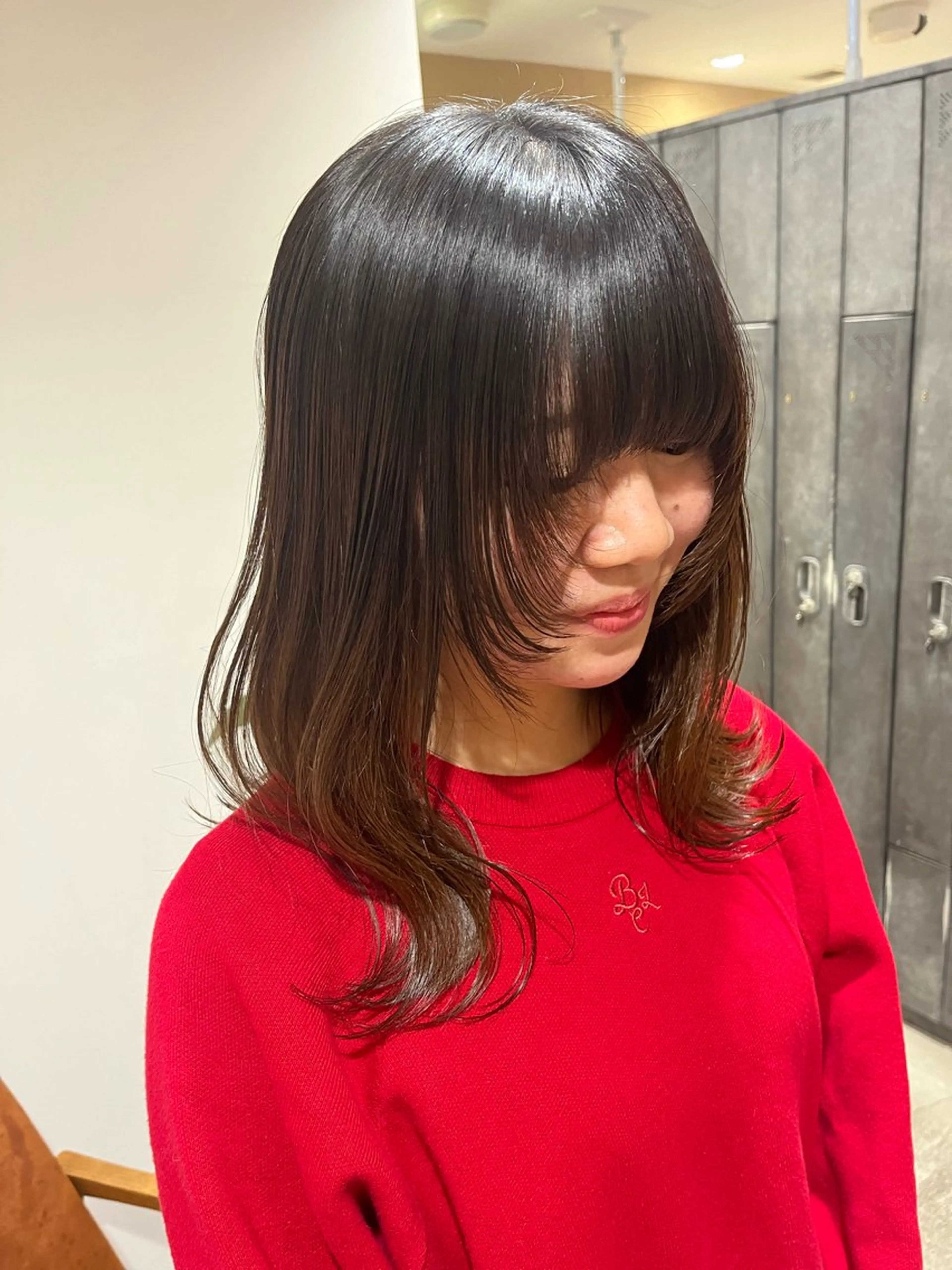 ミディアム 顔まわりレイヤー 顔周りカット レイヤーカット 梅田美容室/カット /Maoのヘアスタイル