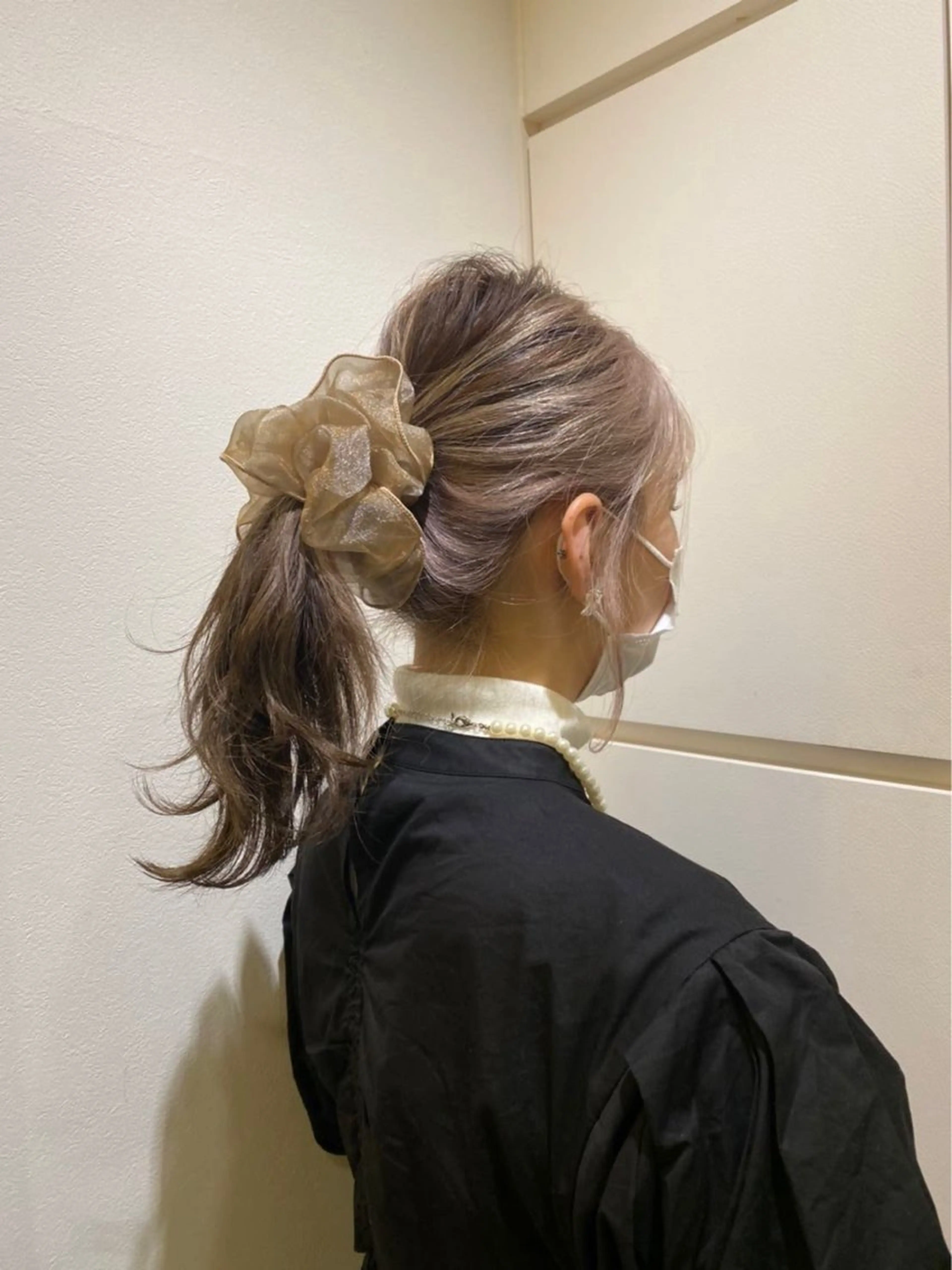 ロング カラー ブリーチ インナーカラー パープルカラー カット 縮毛矯正 韓国ヘア nanahaのヘアスタイル