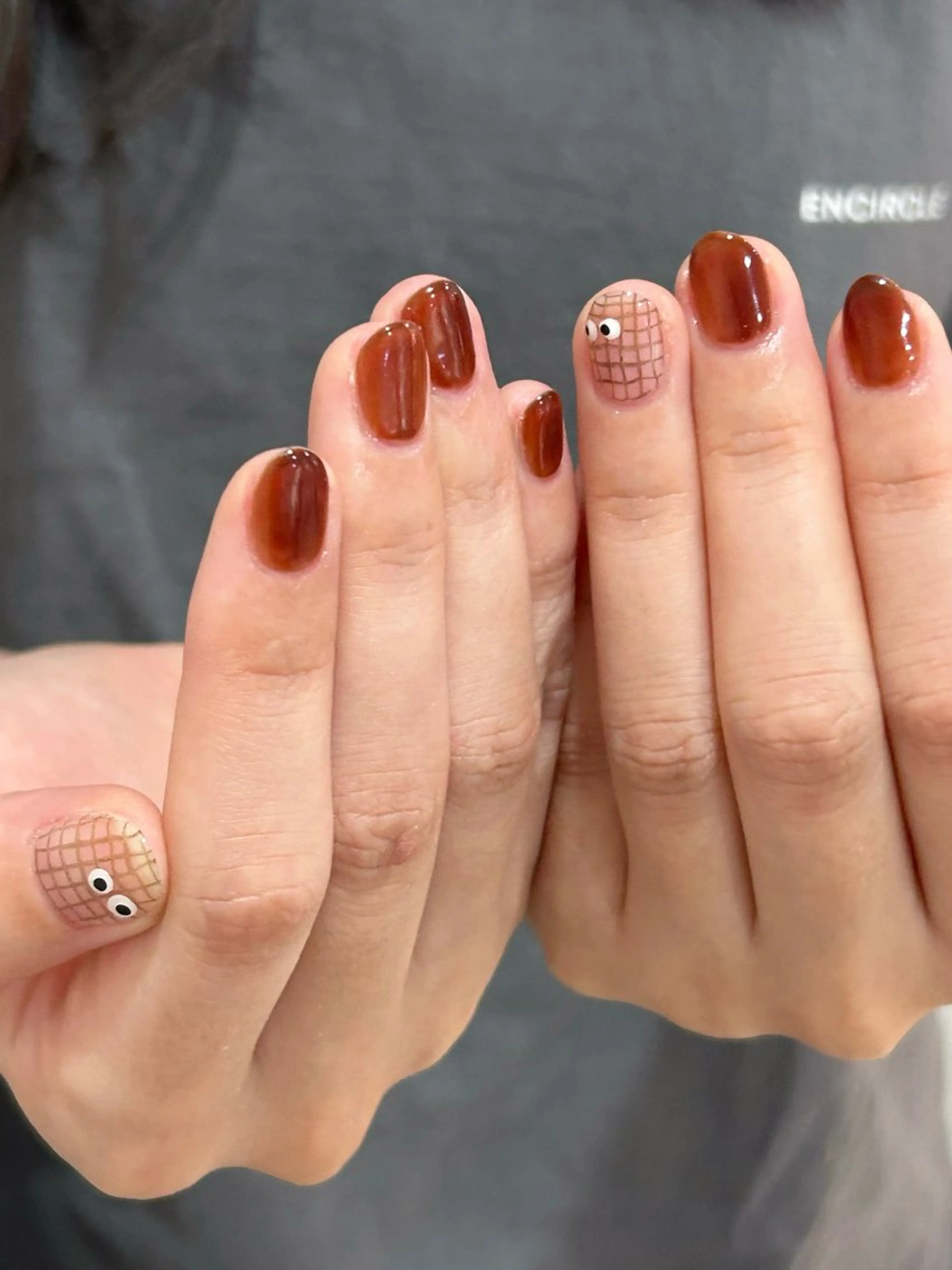 ネイル アートネイル ブラウン クリアネイル ワンカラーネイル ハンドネイル Bianca栄店 はるなのネイルデザイン